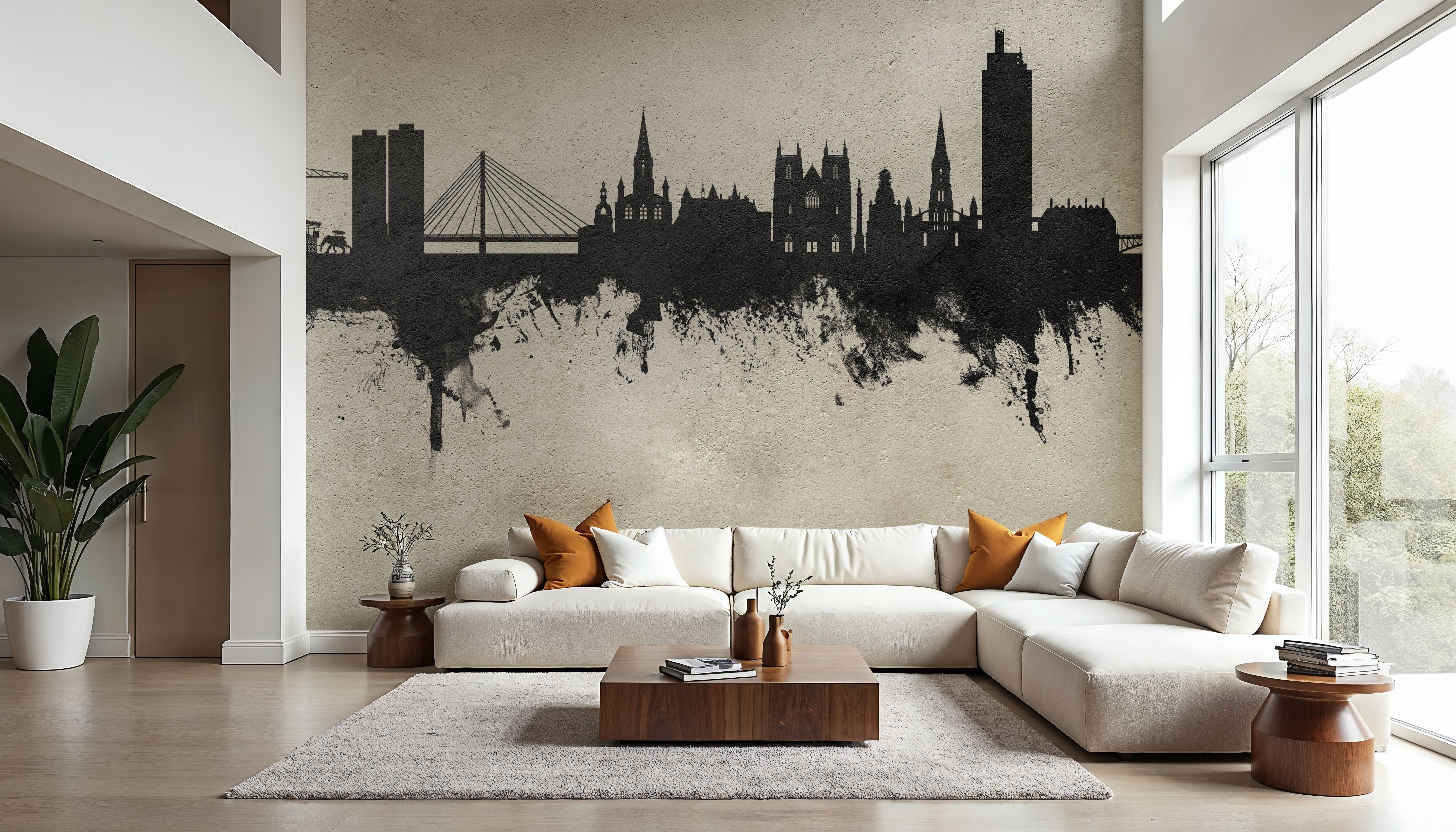 Wall Mural - Nantes France Skyline Concrete - Architecture mural wallpaper - Gray - Bedroom - Wallism UK - Premium, Textured or Peel & Stick