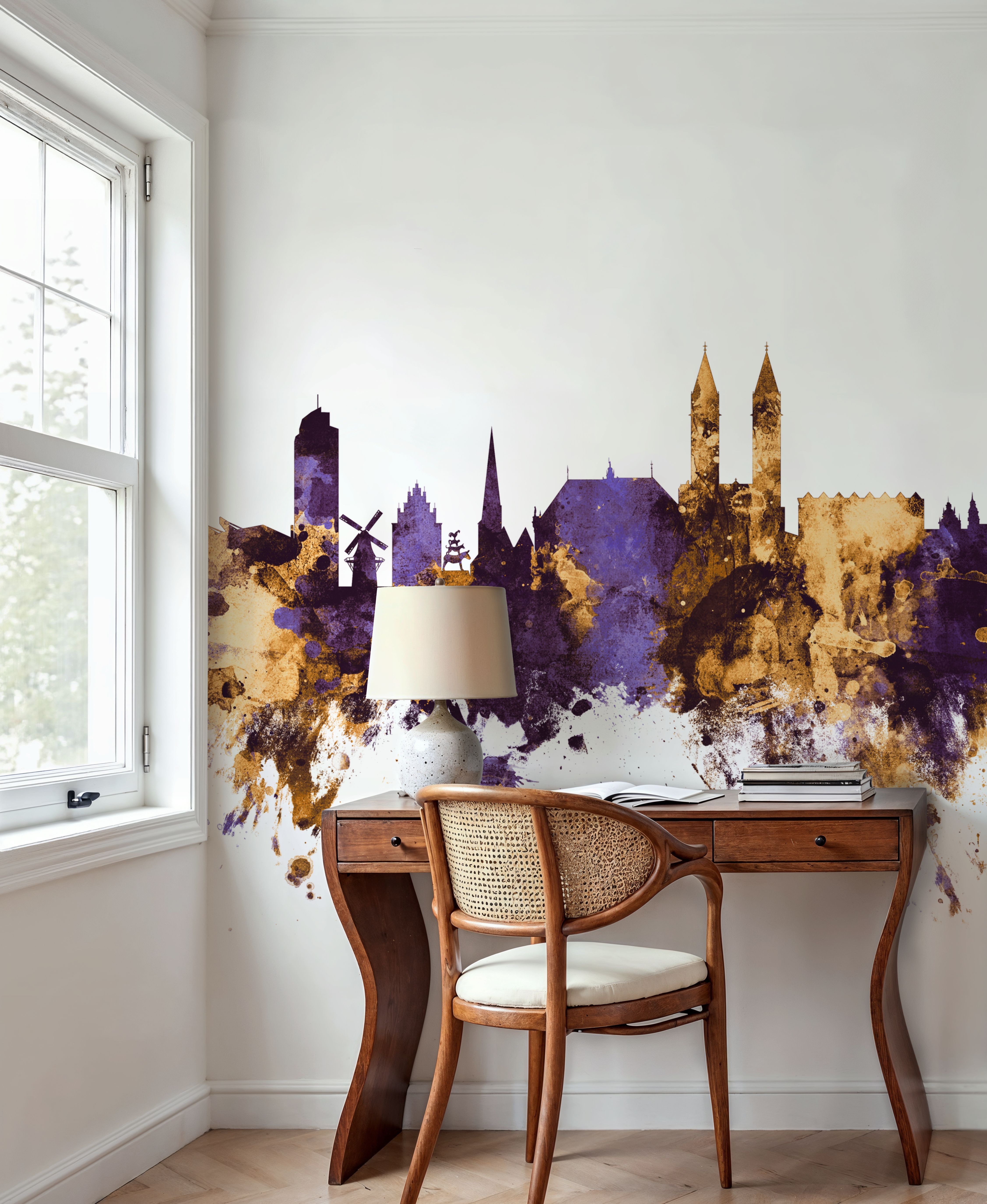 Bremen Germany Skyline Purple & Gold