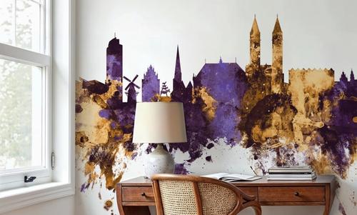Bremen Germany Skyline Purple & Gold