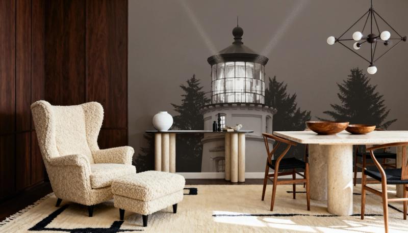 Oregon Coast Lighthouse wallpaper mural 100% PVC-free and non-toxic