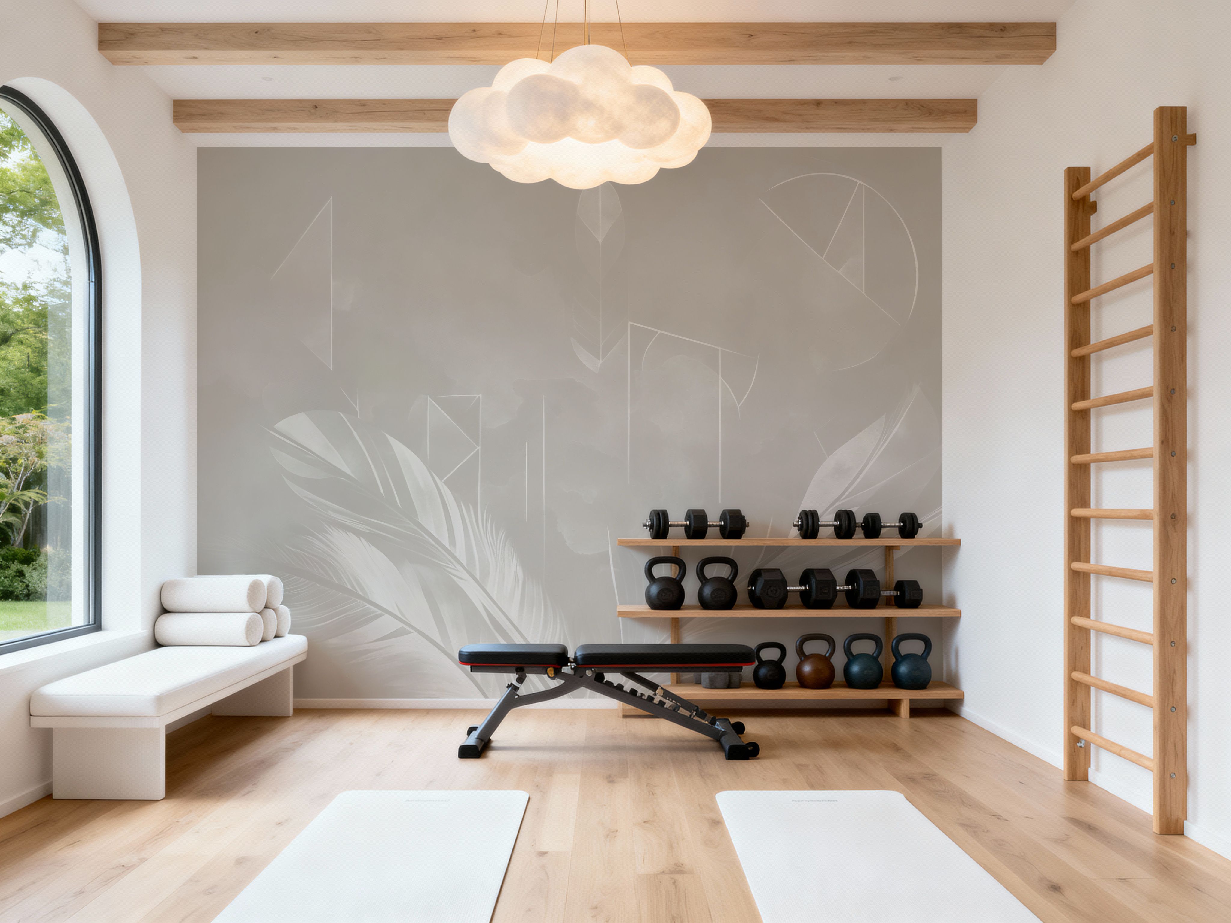 Solid Feather Geometry Beige