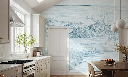 Coastal Drawing in Blue