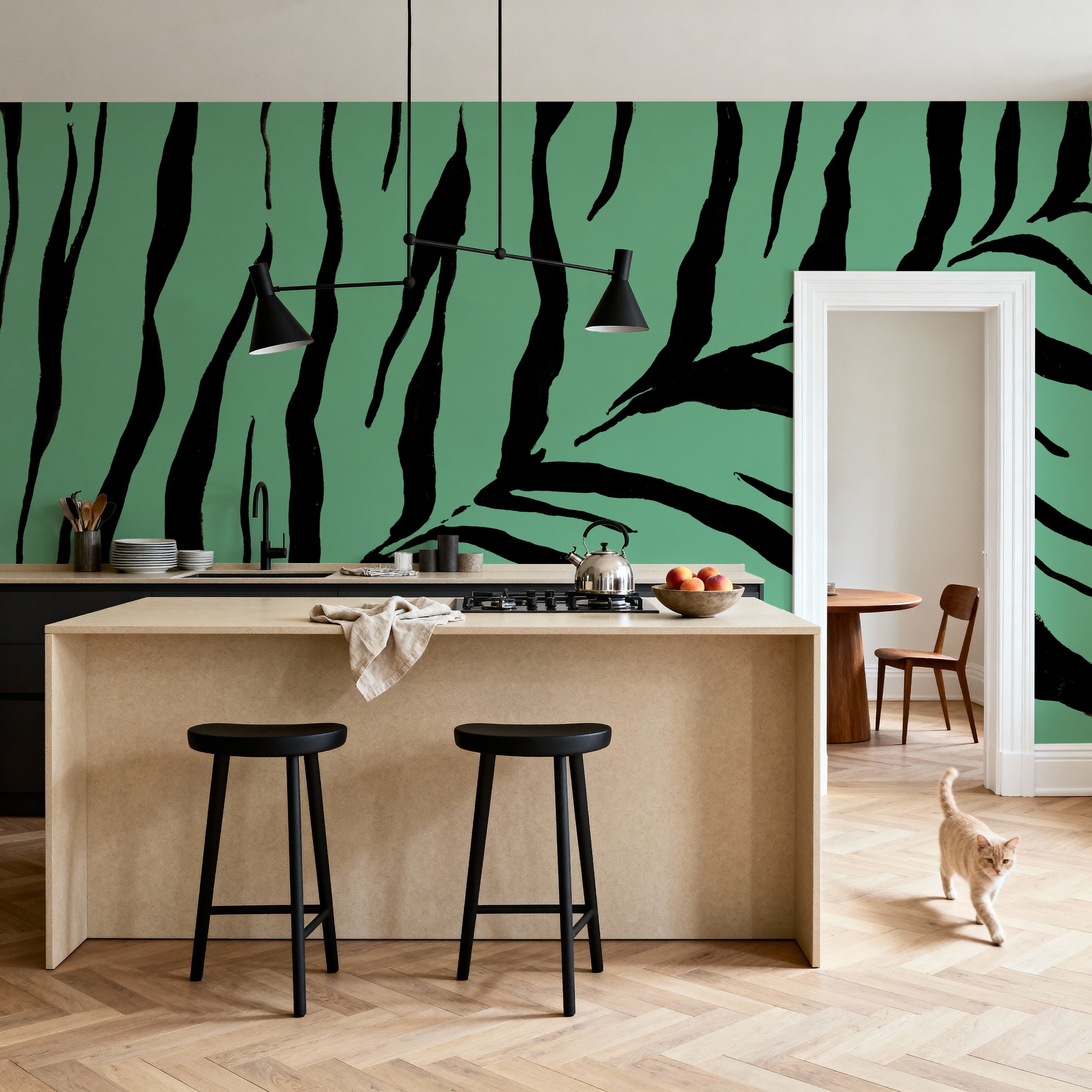 Wall Mural - Animal Print III Green - Animal print mural wallpaper - Dining Room - Wallism US - Premium, Textured or Peel & Stick