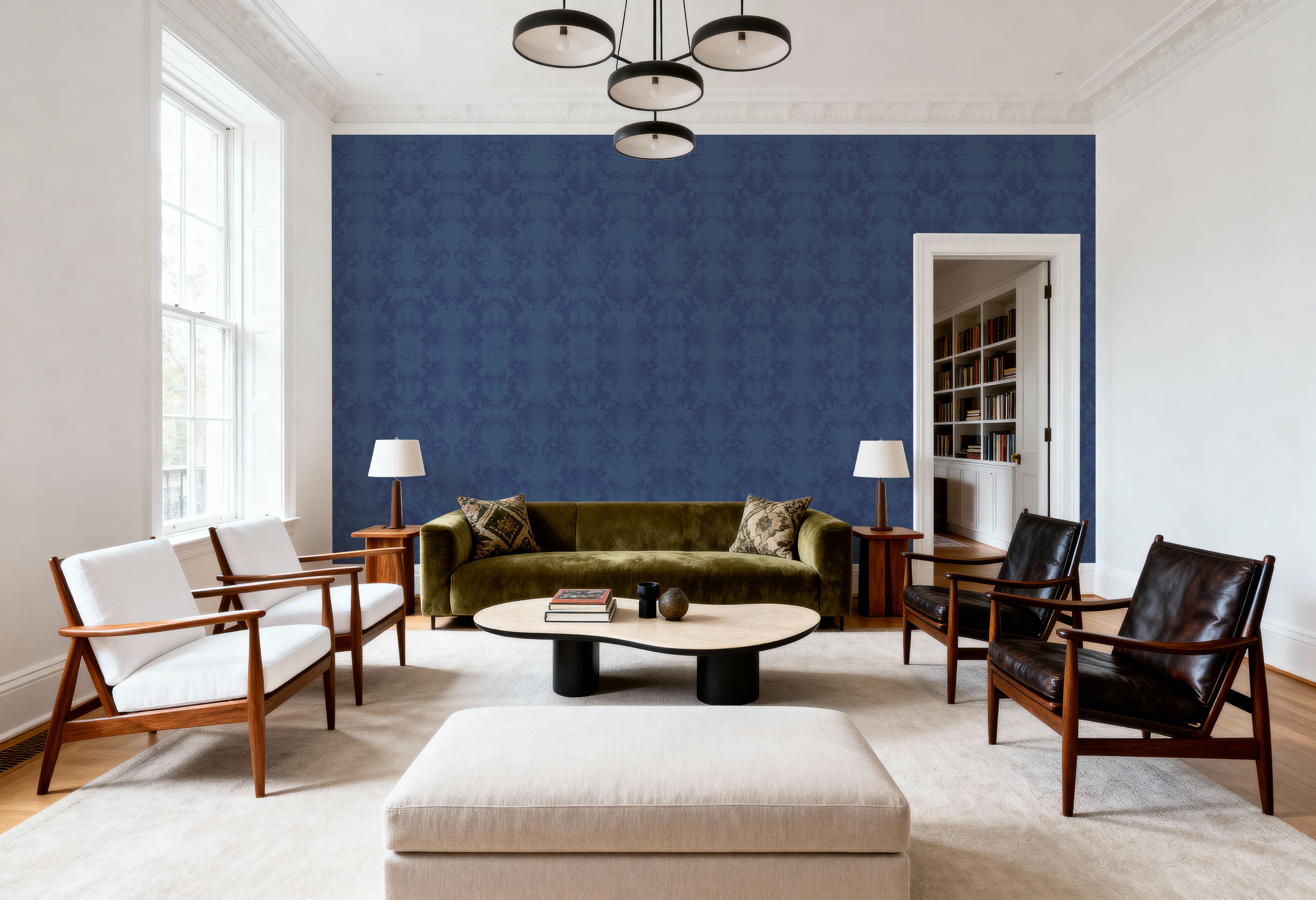 Flower Bridges Small Blue, Papier peint