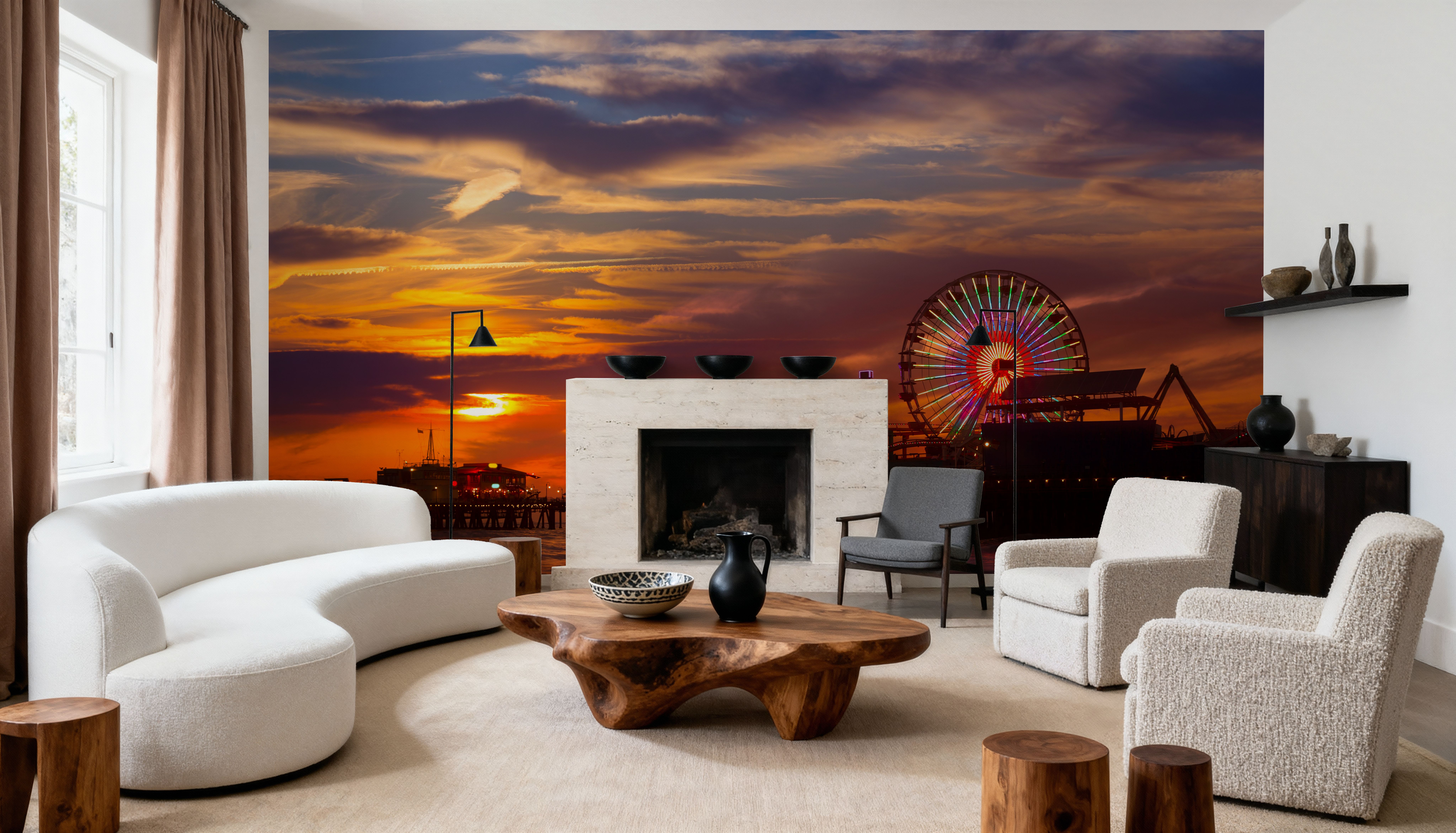 Santa Monica Pier Sunset Orange