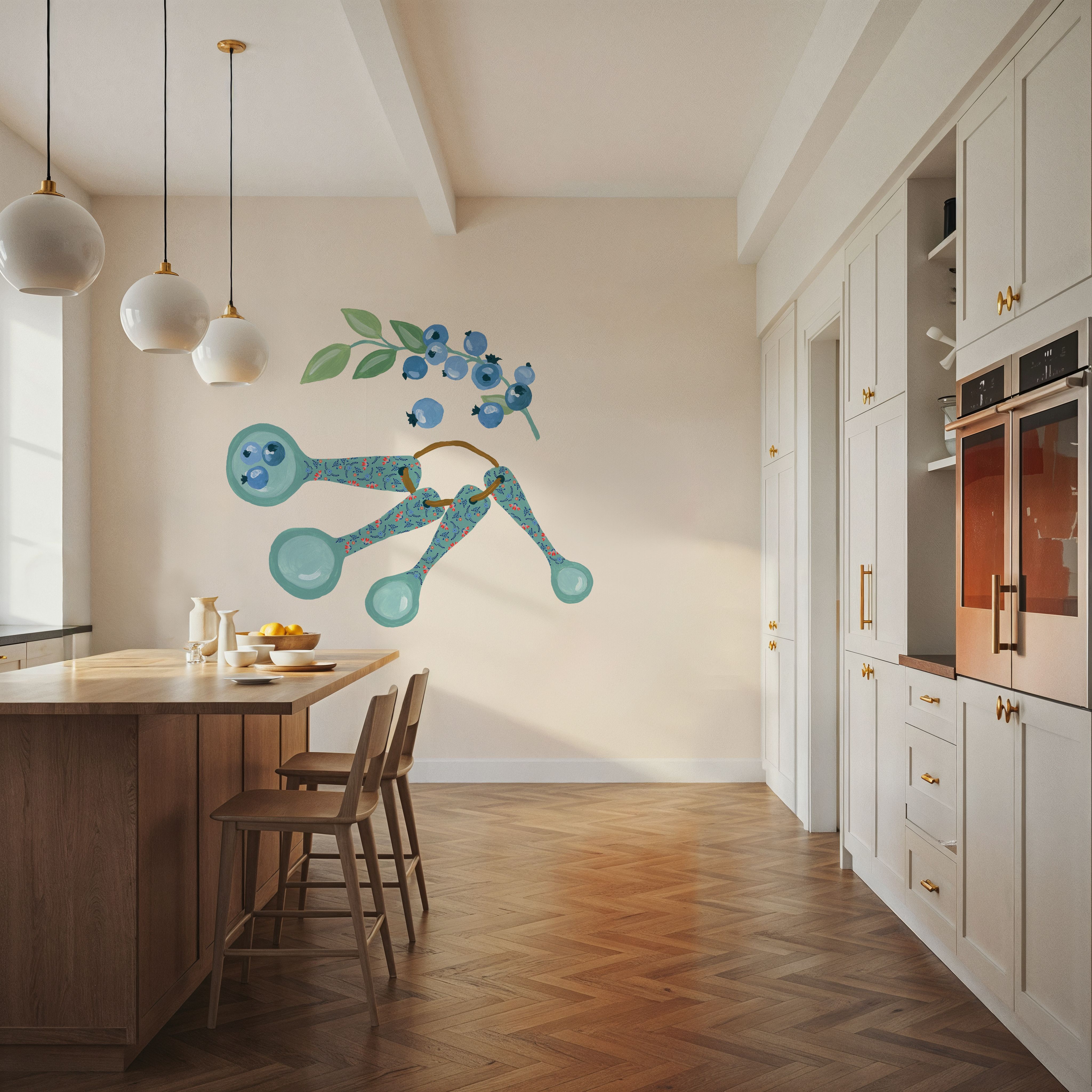 Wall Mural - Baking with Blueberries II - Fruits Nature mural wallpaper - Blue - Offices - Wallism Ireland - Premium, Textured or Peel & Stick