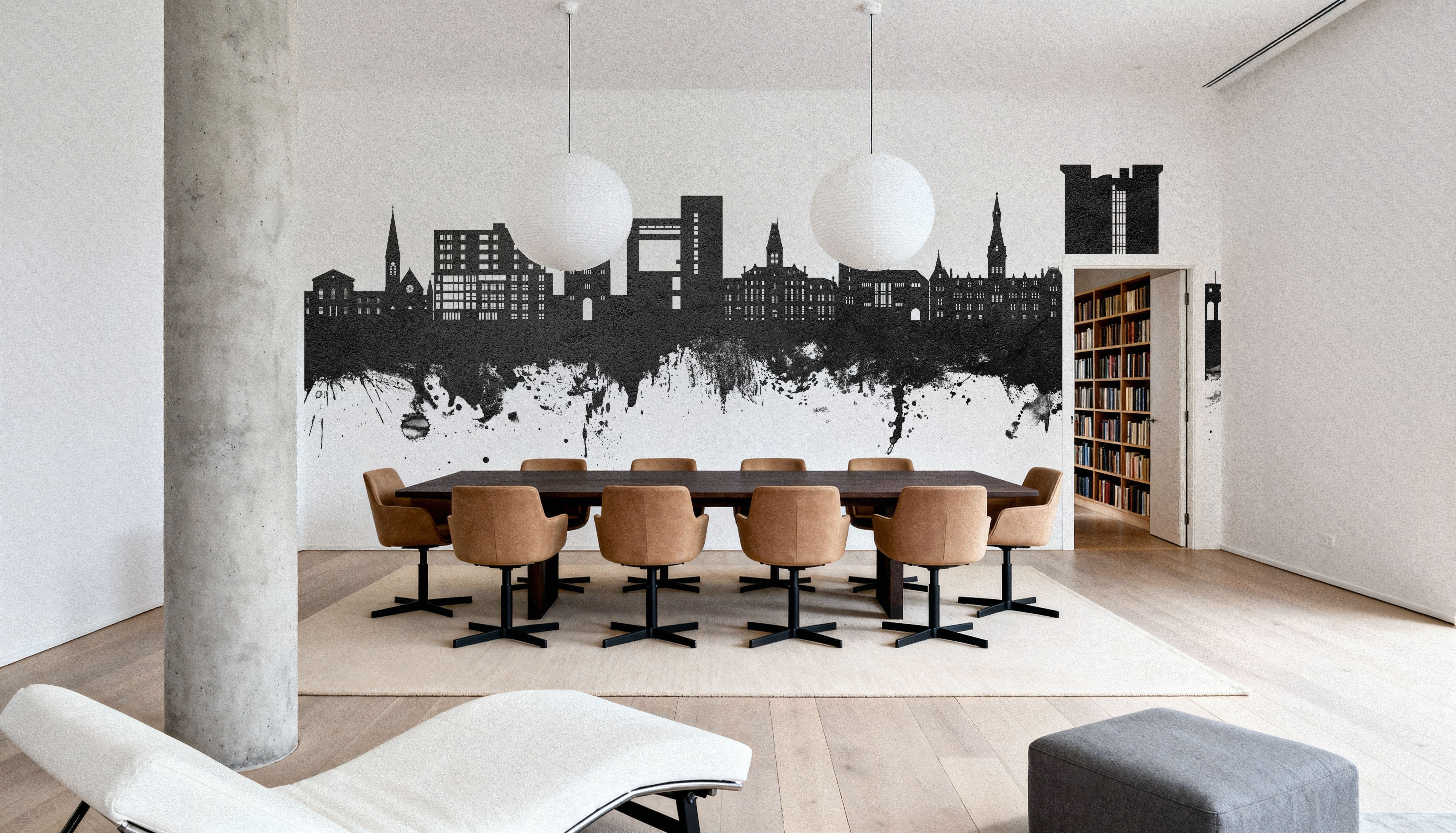 Ithaca New York Skyline Black & White