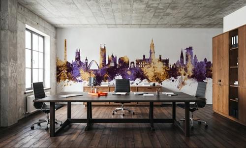 Bolton England Skyline Purple & Gold