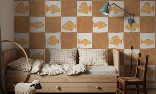 Fish Checkers, Warm Brown