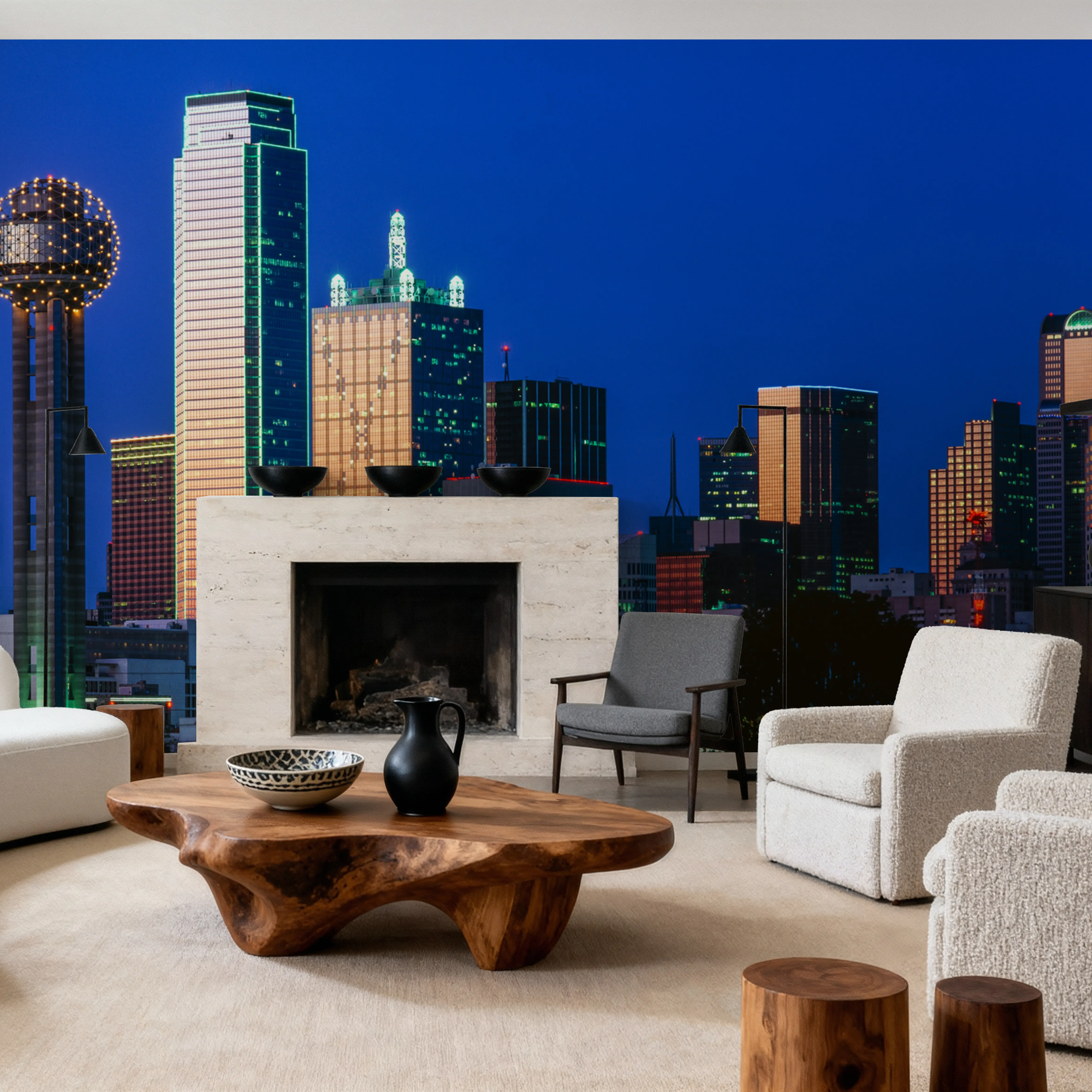 Fotobehang - Cobalt Metropolis - Architectuur Mural - Blauw - Woonkamer - Wallism Nederland - Zelfklevend of Vliesbehang