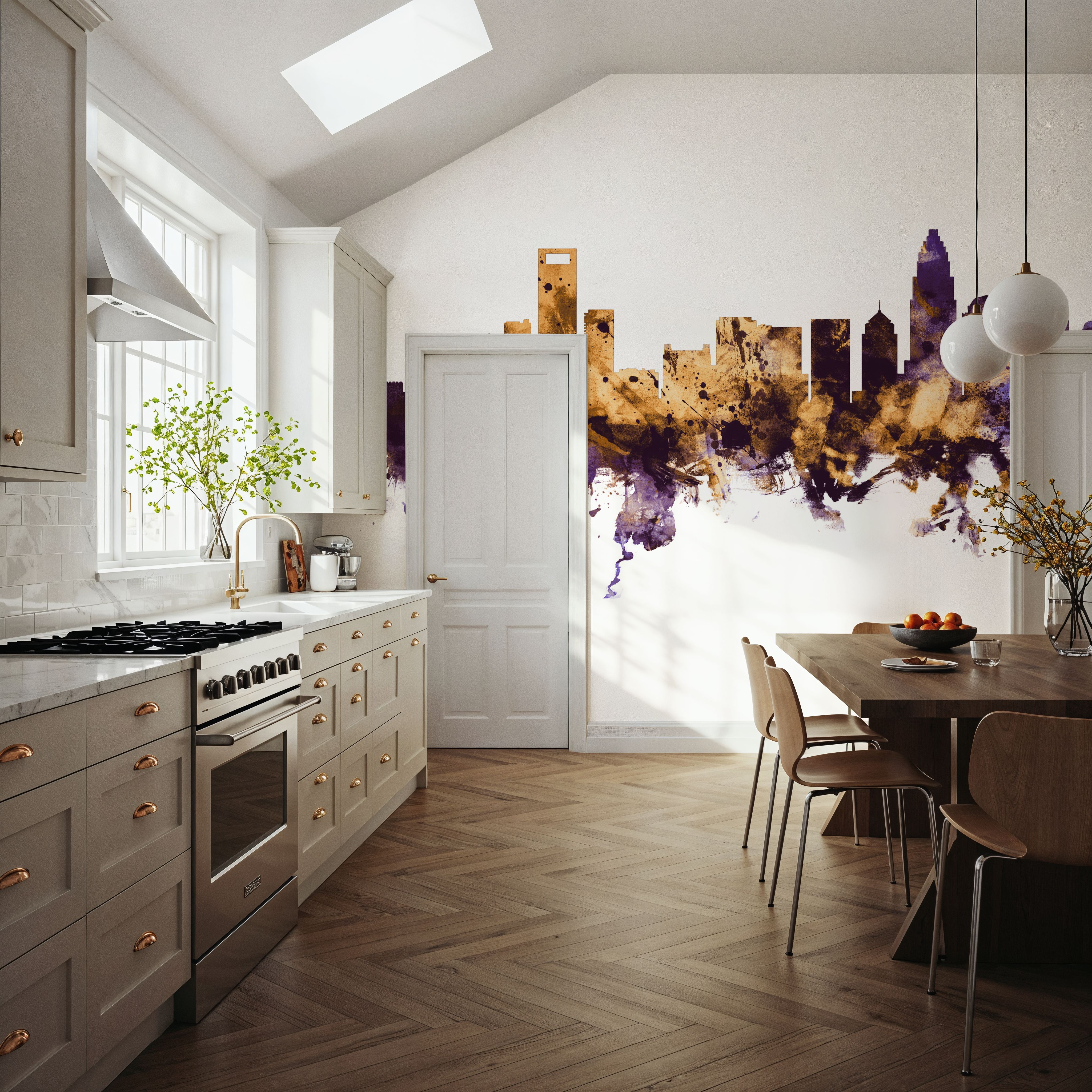 Charlotte North Carolina Skyline Purple & Gold