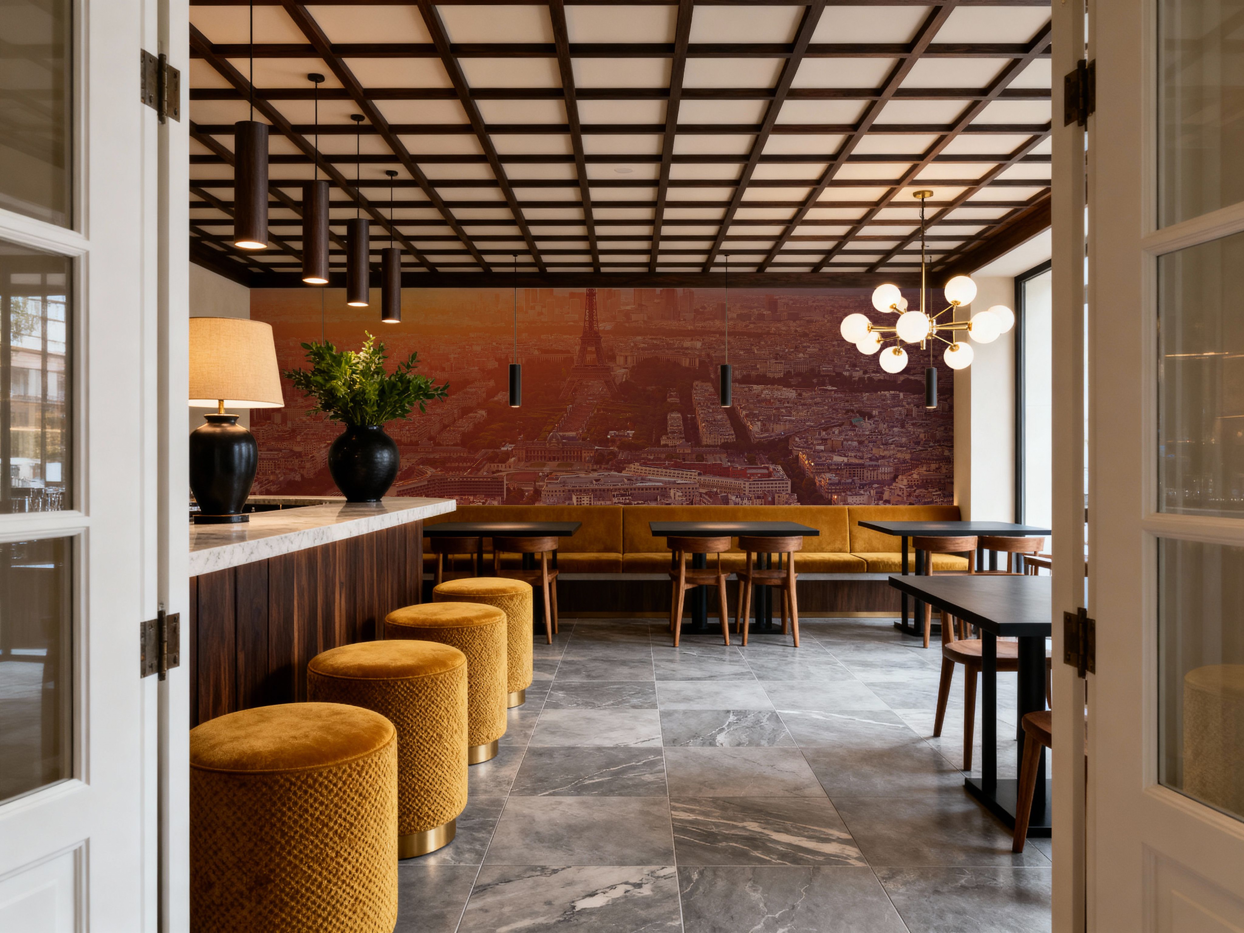 Eiffel Tower in Paris Aerial Sunset