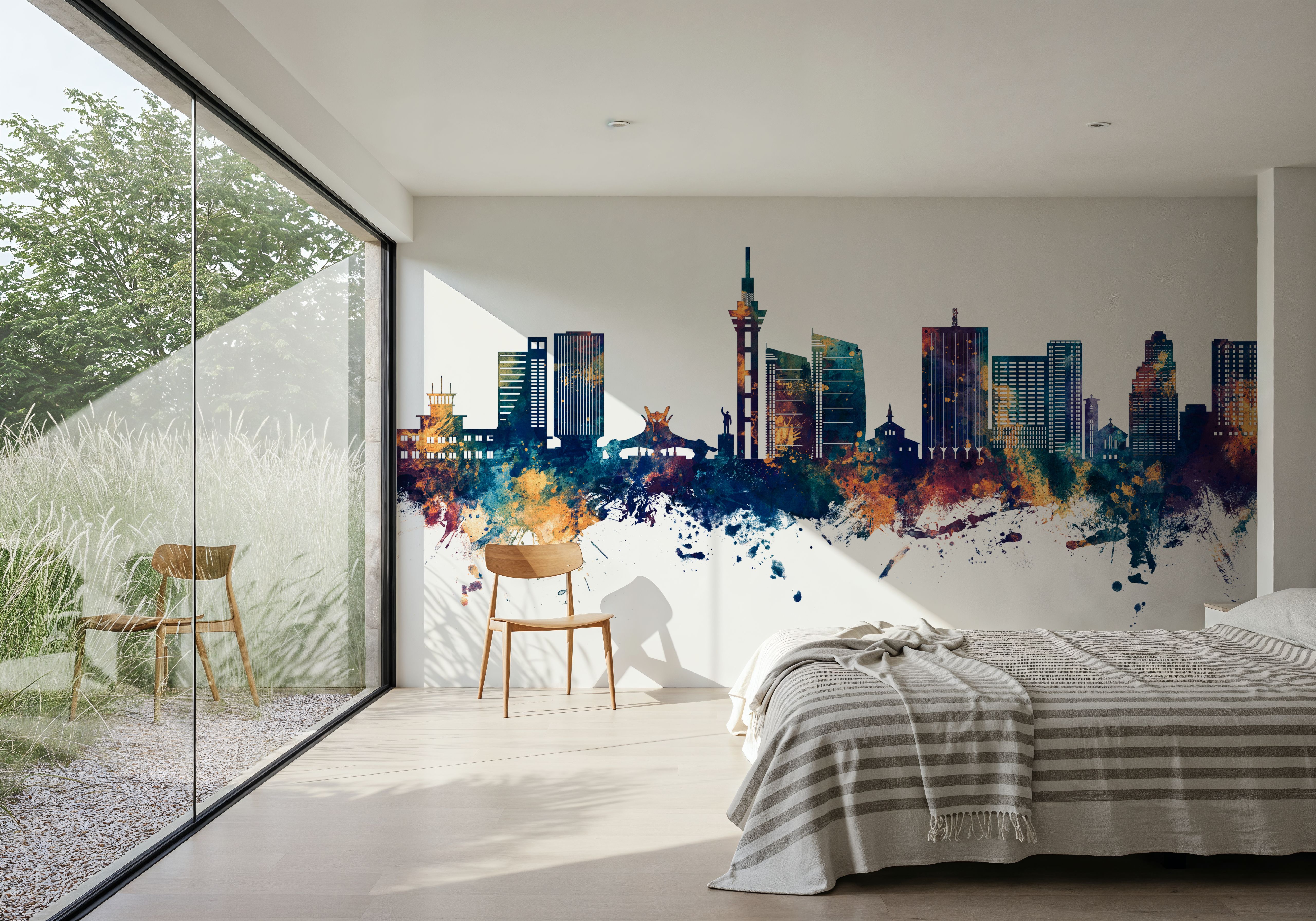 Kinshasa Skyline Blue & Bronze