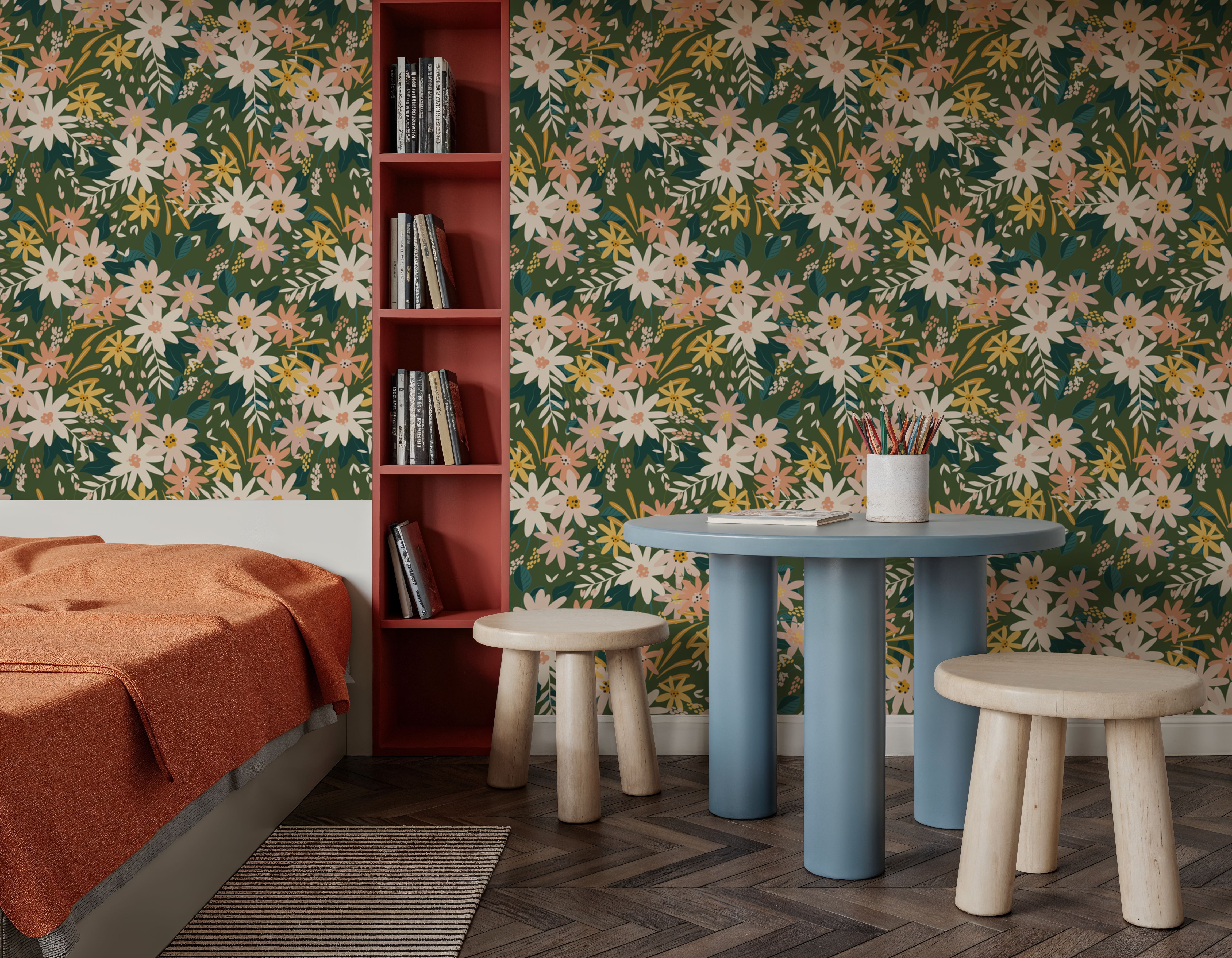 Market Flowers On Green