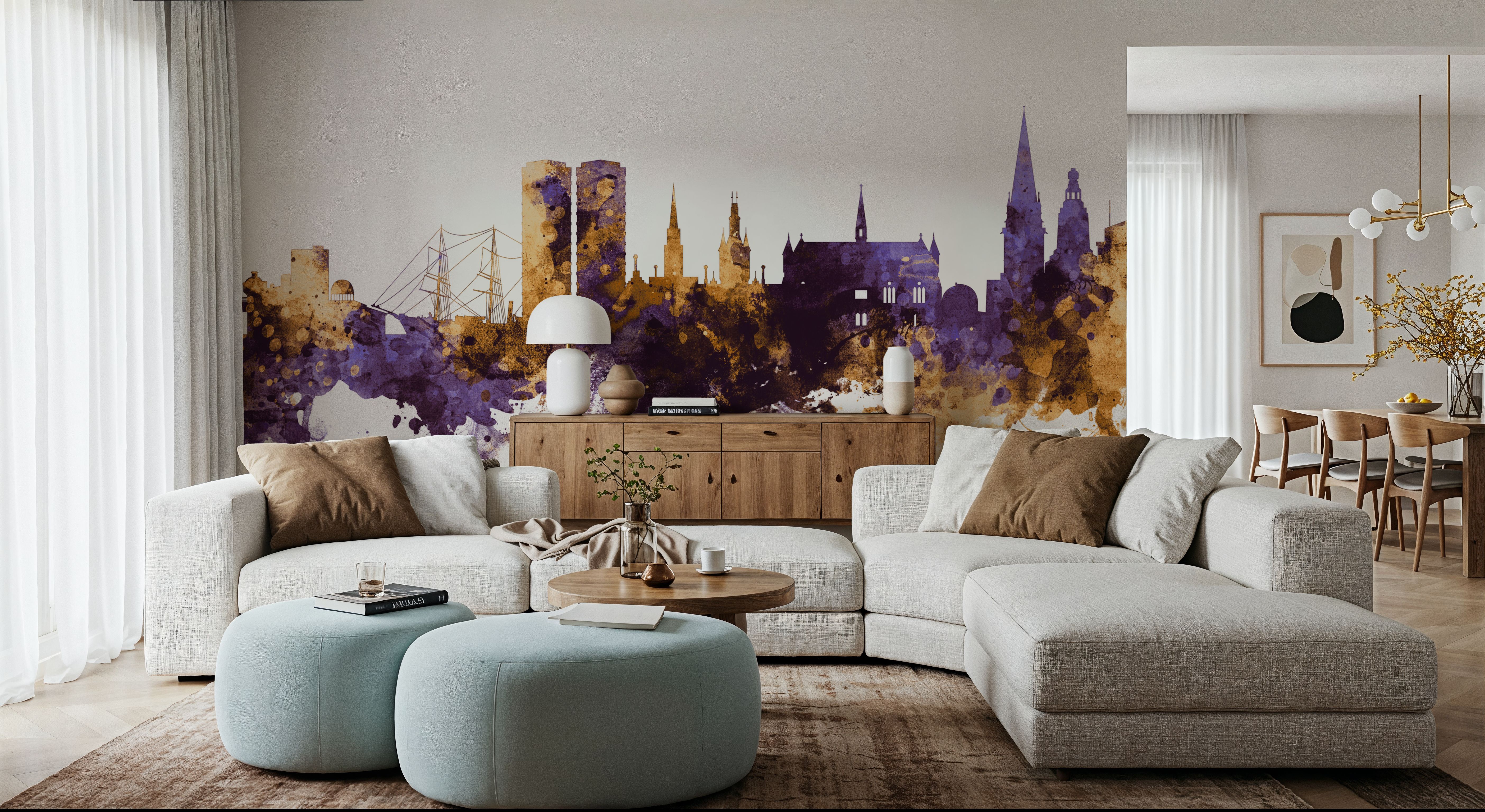 Dundee Scotland Skyline Purple & Gold