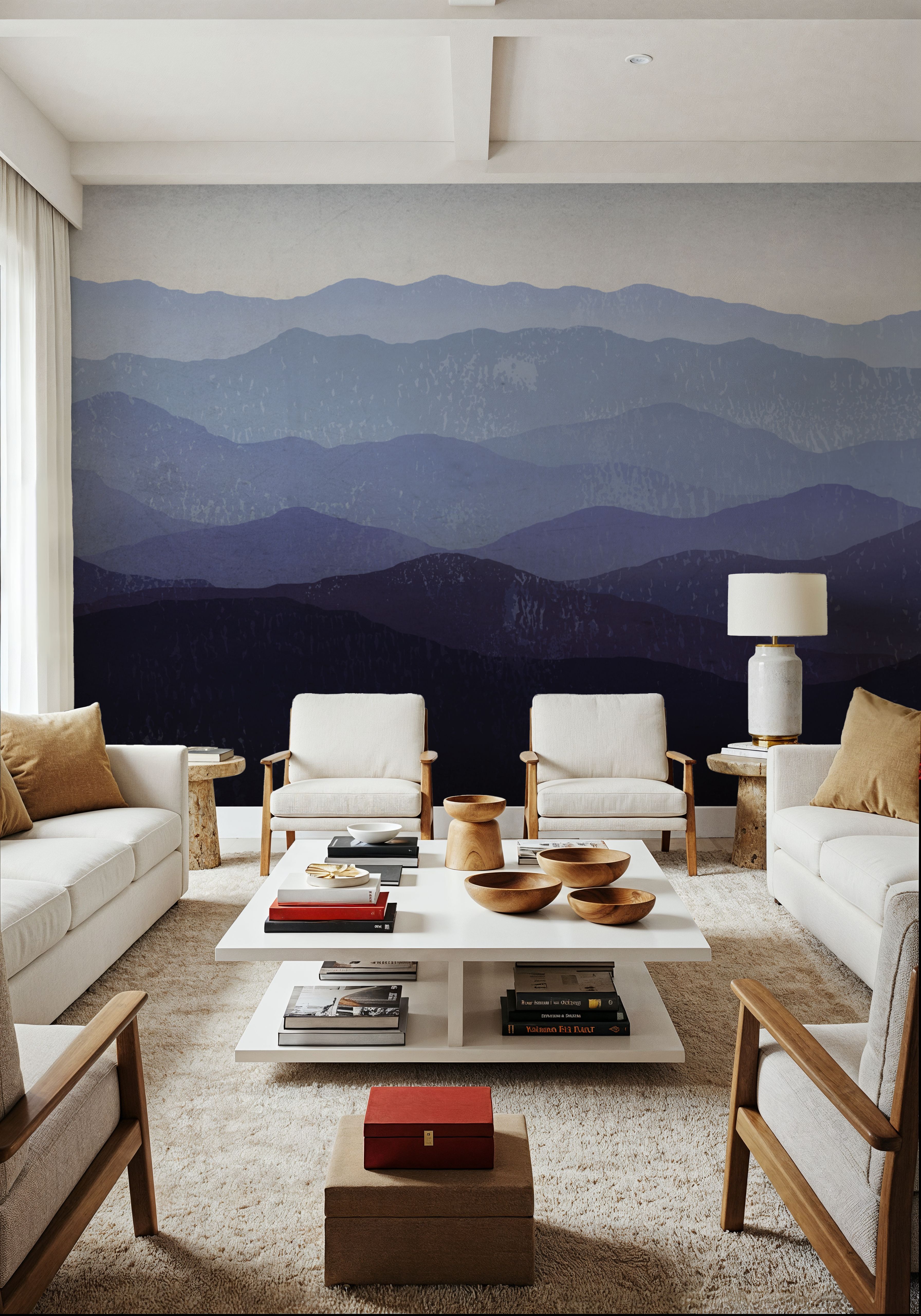 Wall Mural - Purple Mountains - Abstract Mountains mural wallpaper - Bedroom - Wallism US - Premium, Textured or Peel & Stick