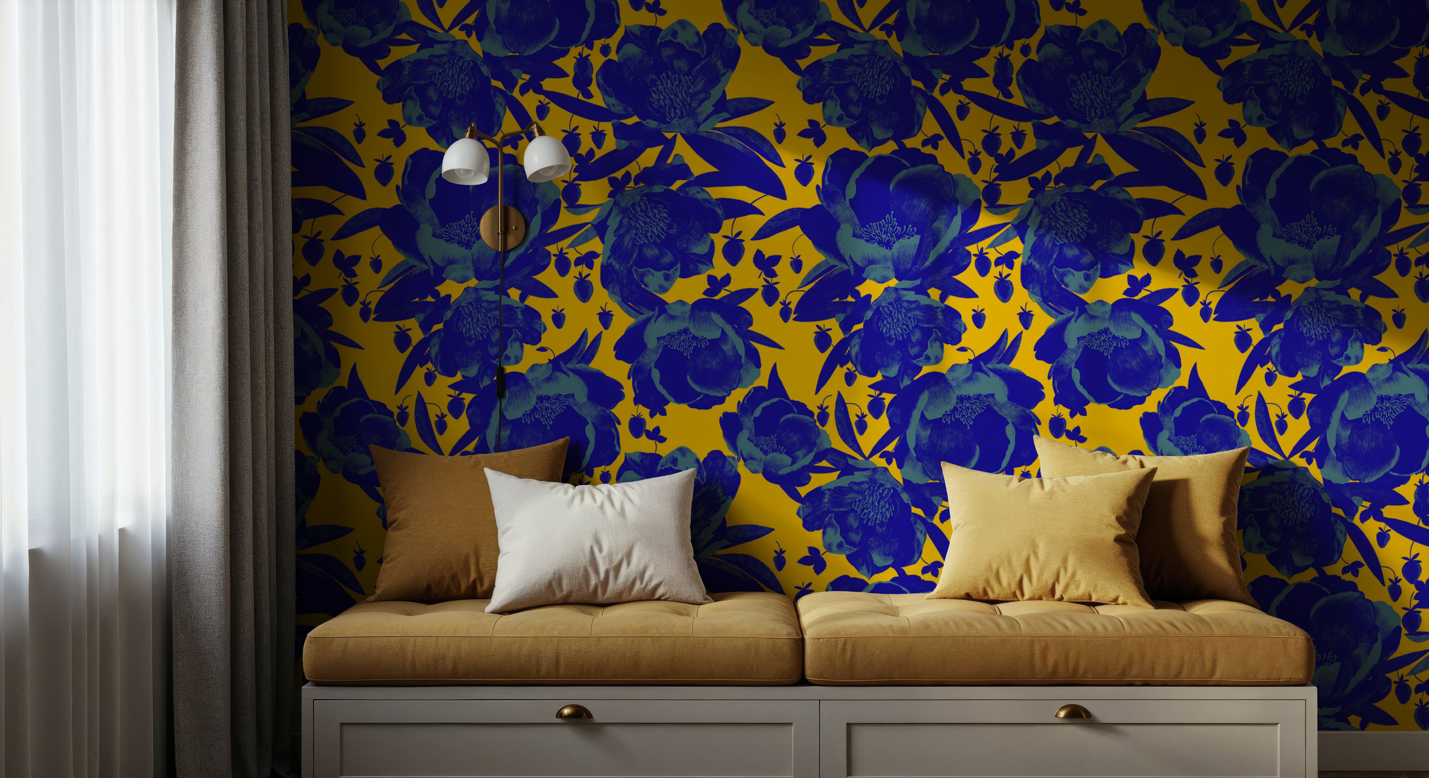 Pop Peonies, Yellow & Blue