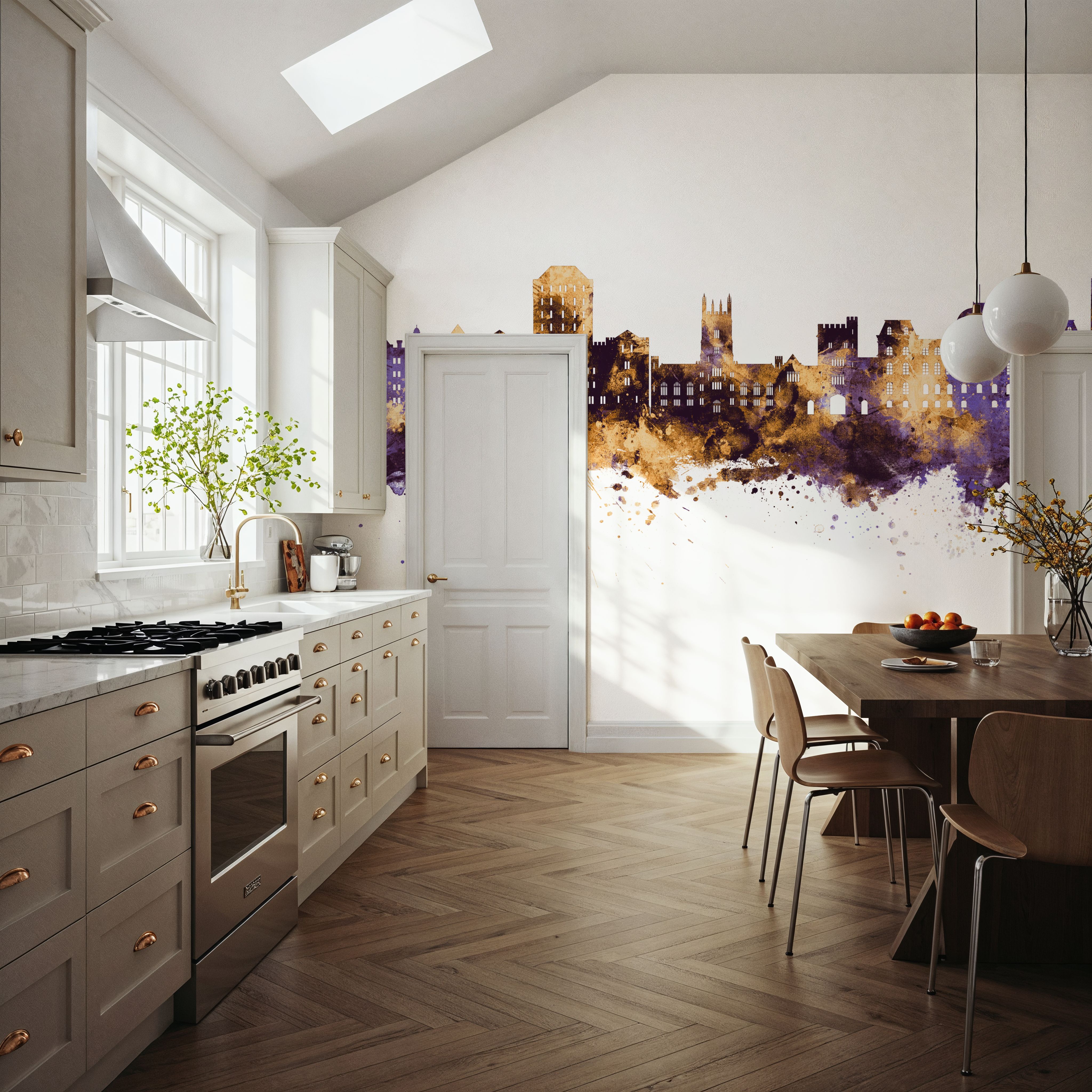 Poughkeepsie New York Skyline  Purple & Gold