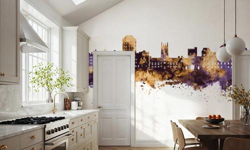 Poughkeepsie New York Skyline Purple & Gold