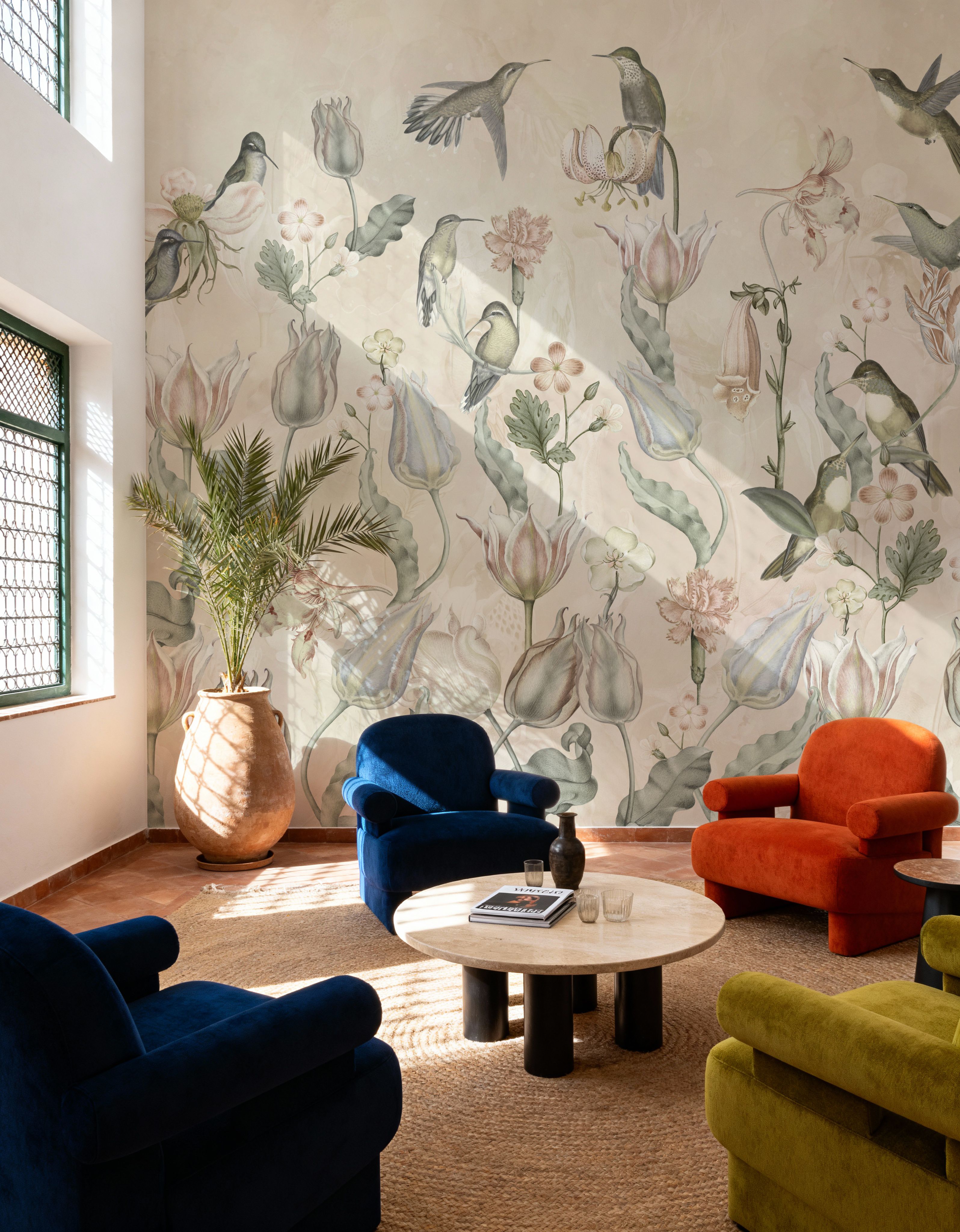 Tulips & Birds, Beige