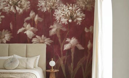 Garden Flowers on Burgundy