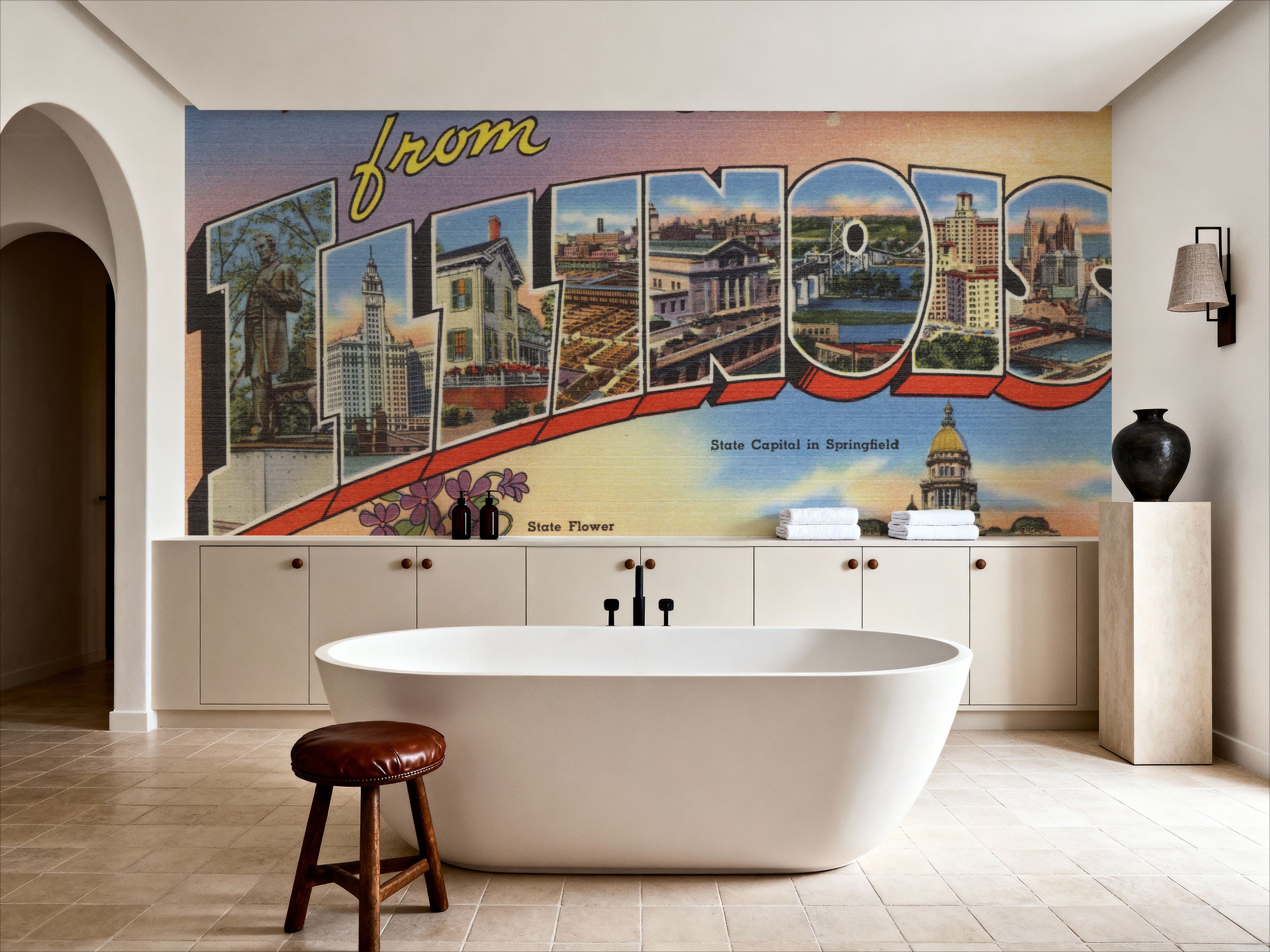 Greetings from Illinois - Screenprint Postcard