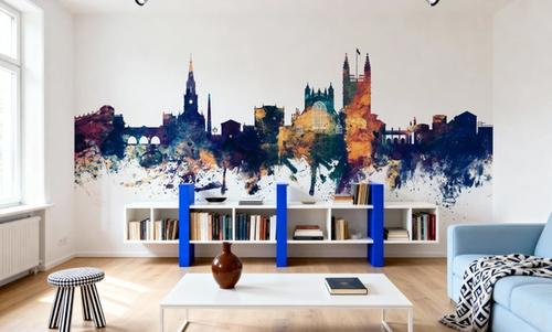 Bath England Skyline Blue & Bronze