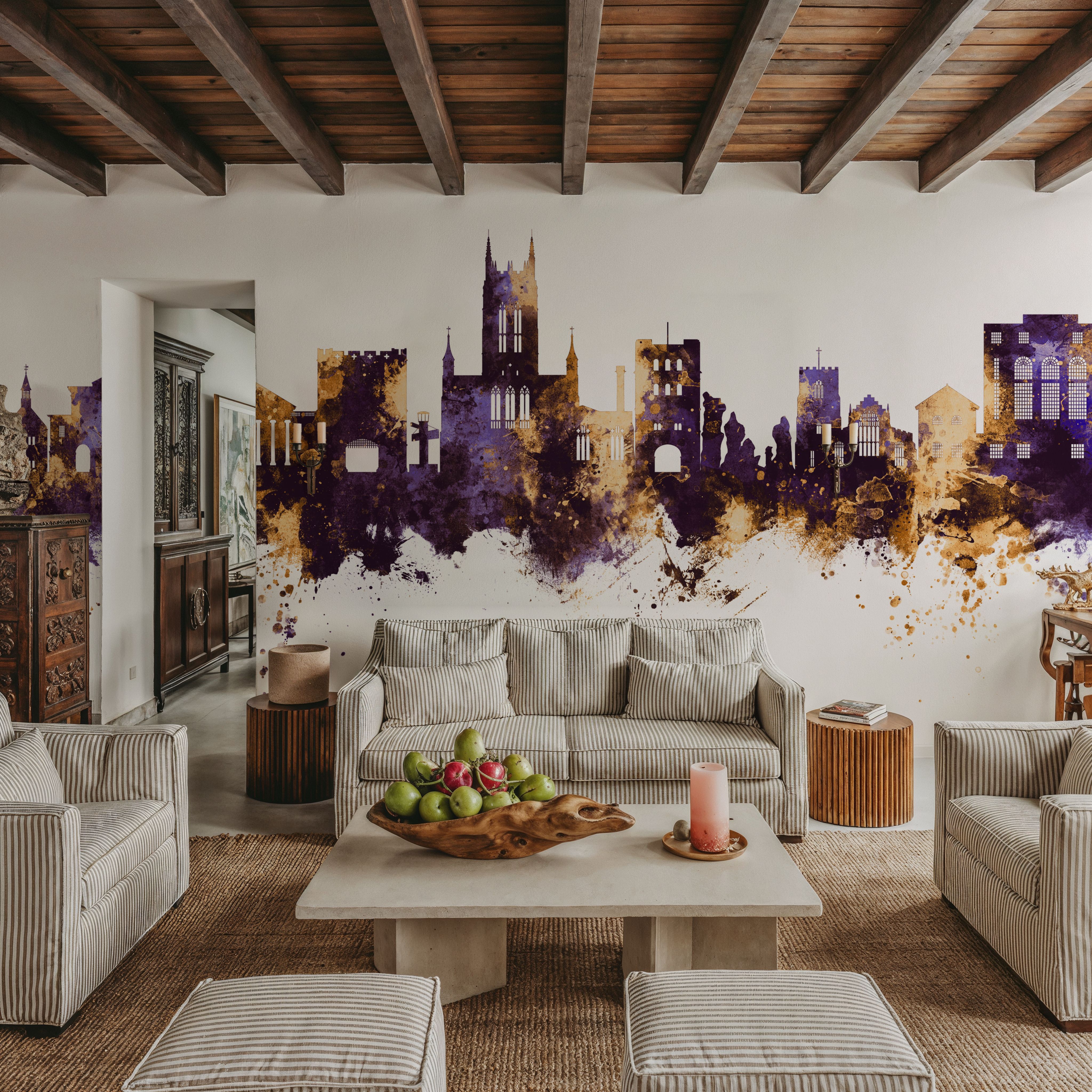 Bury St Edmunds England Skyline Purple & Gold