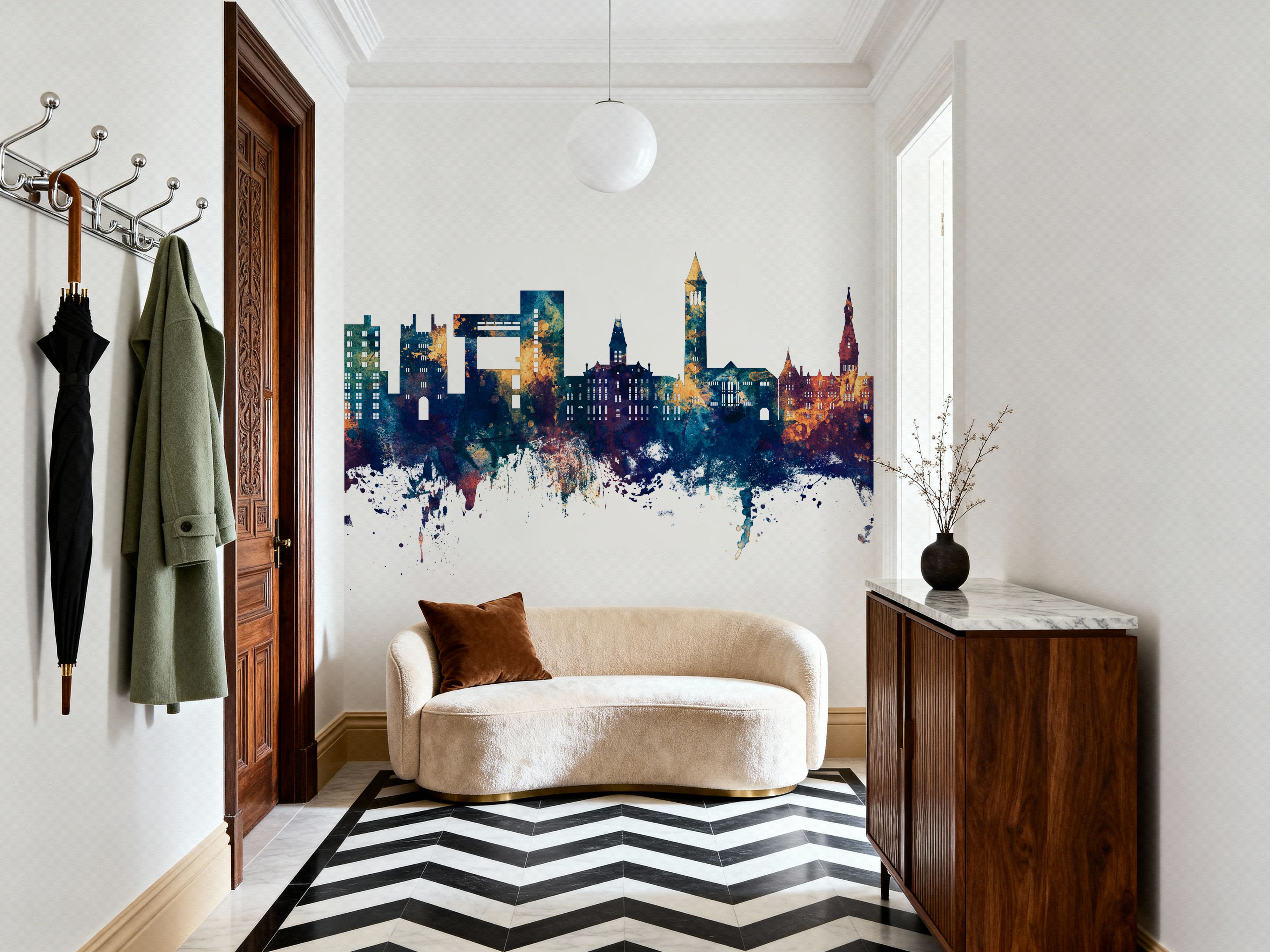 Ithaca New York Skyline Blue & Bronze