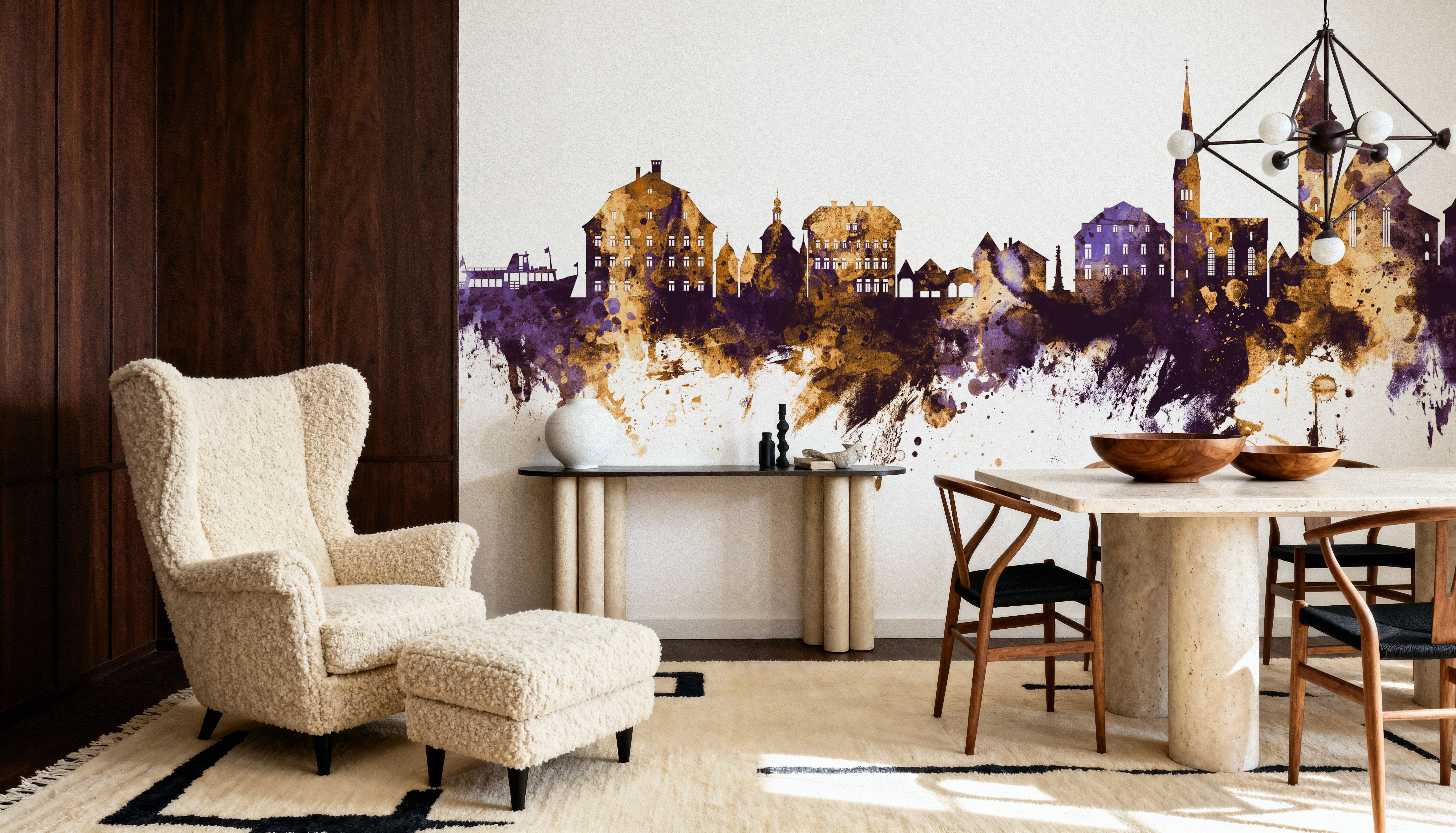 Hallstatt Austria Skyline Purple & Gold