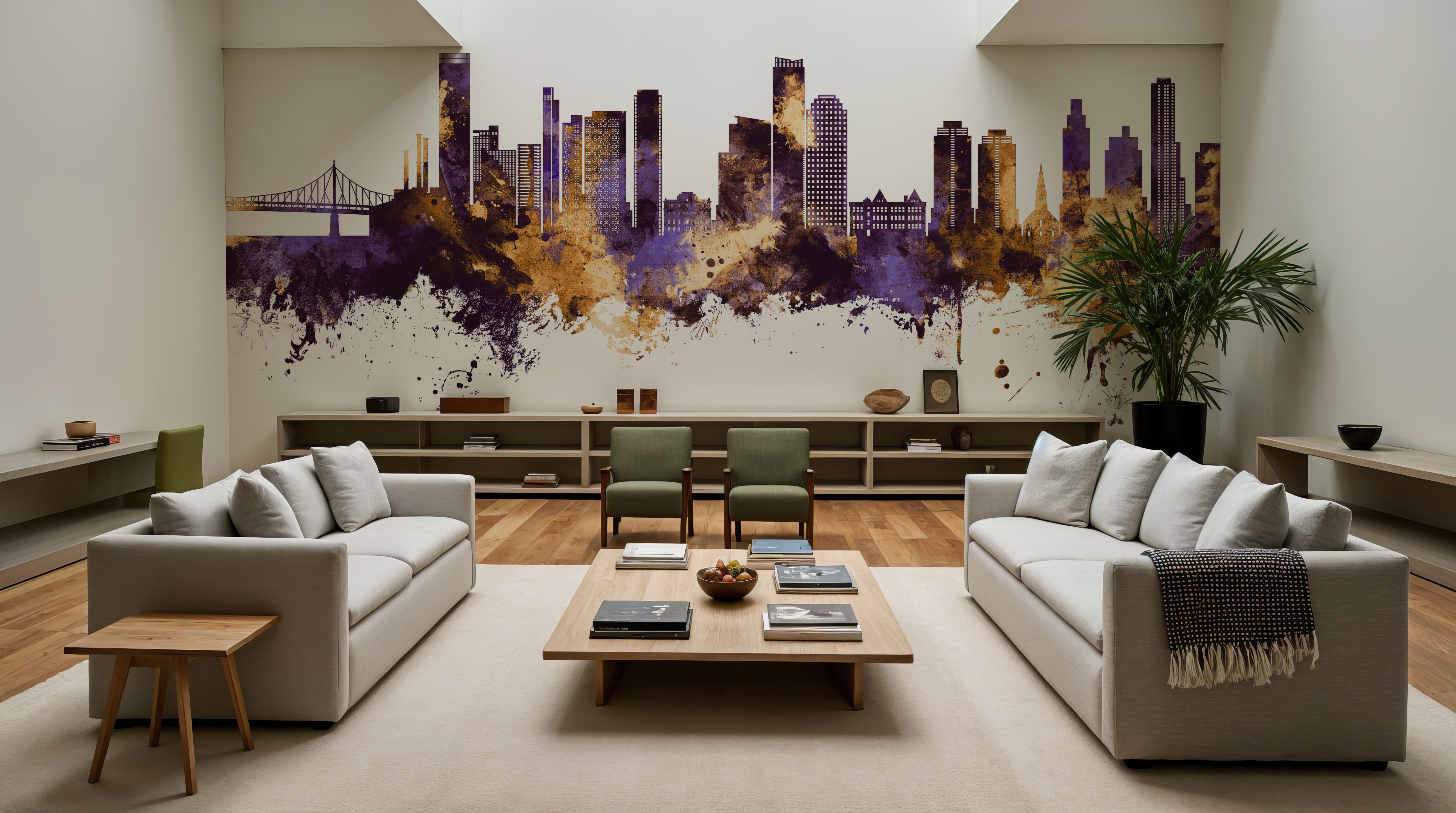 Queens New York Skyline Purple & Gold