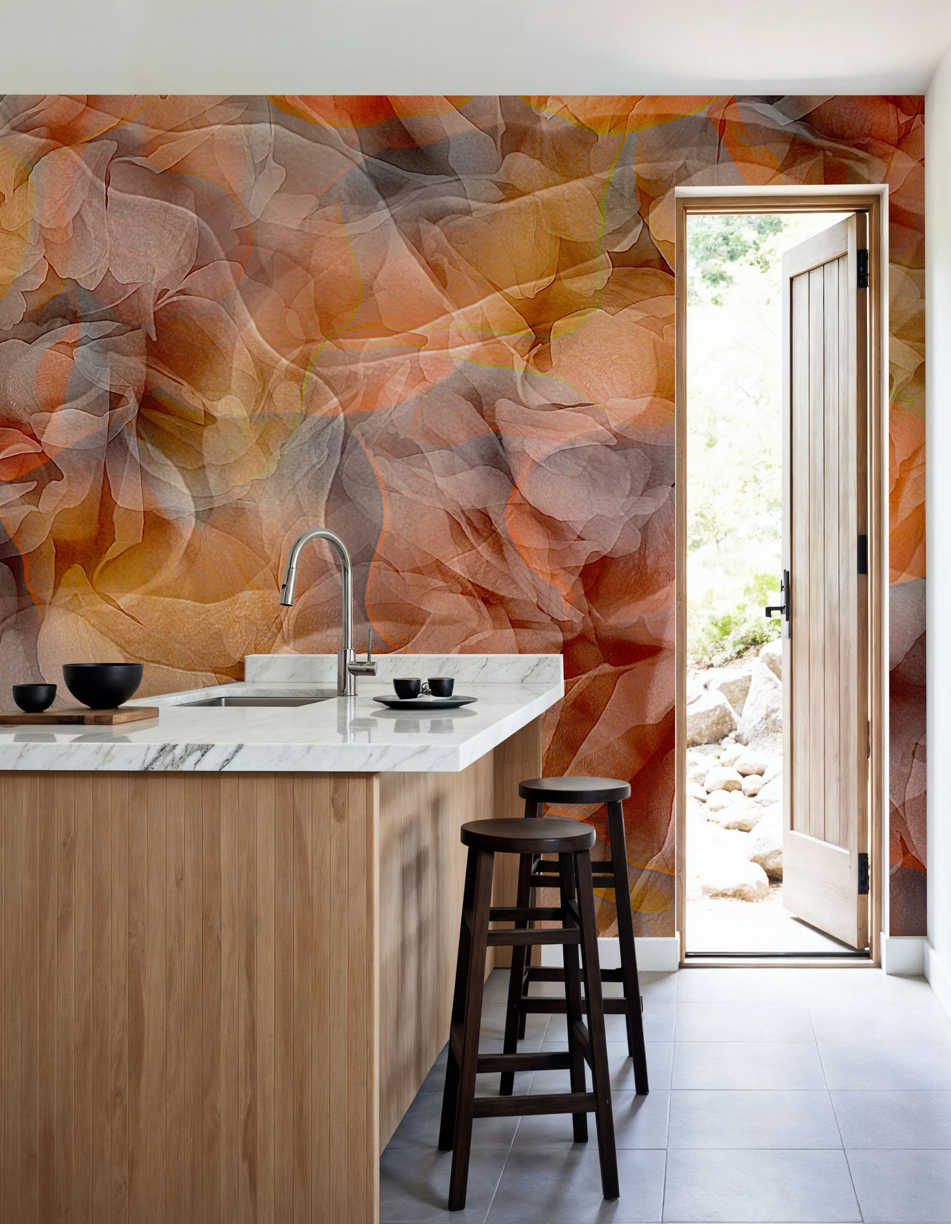 Sunset Floral Waves