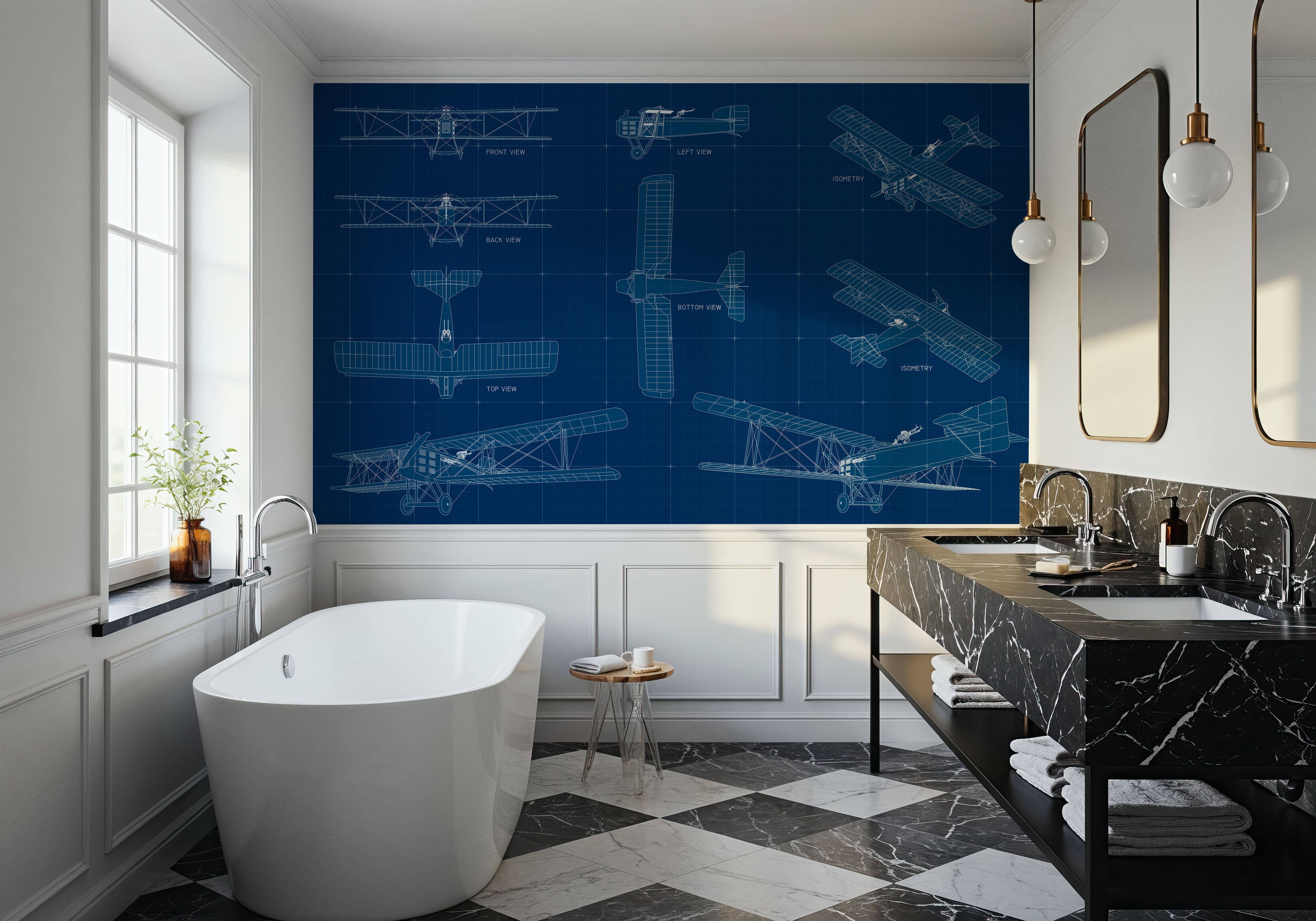 Biplane Blueprint, Wallpaper