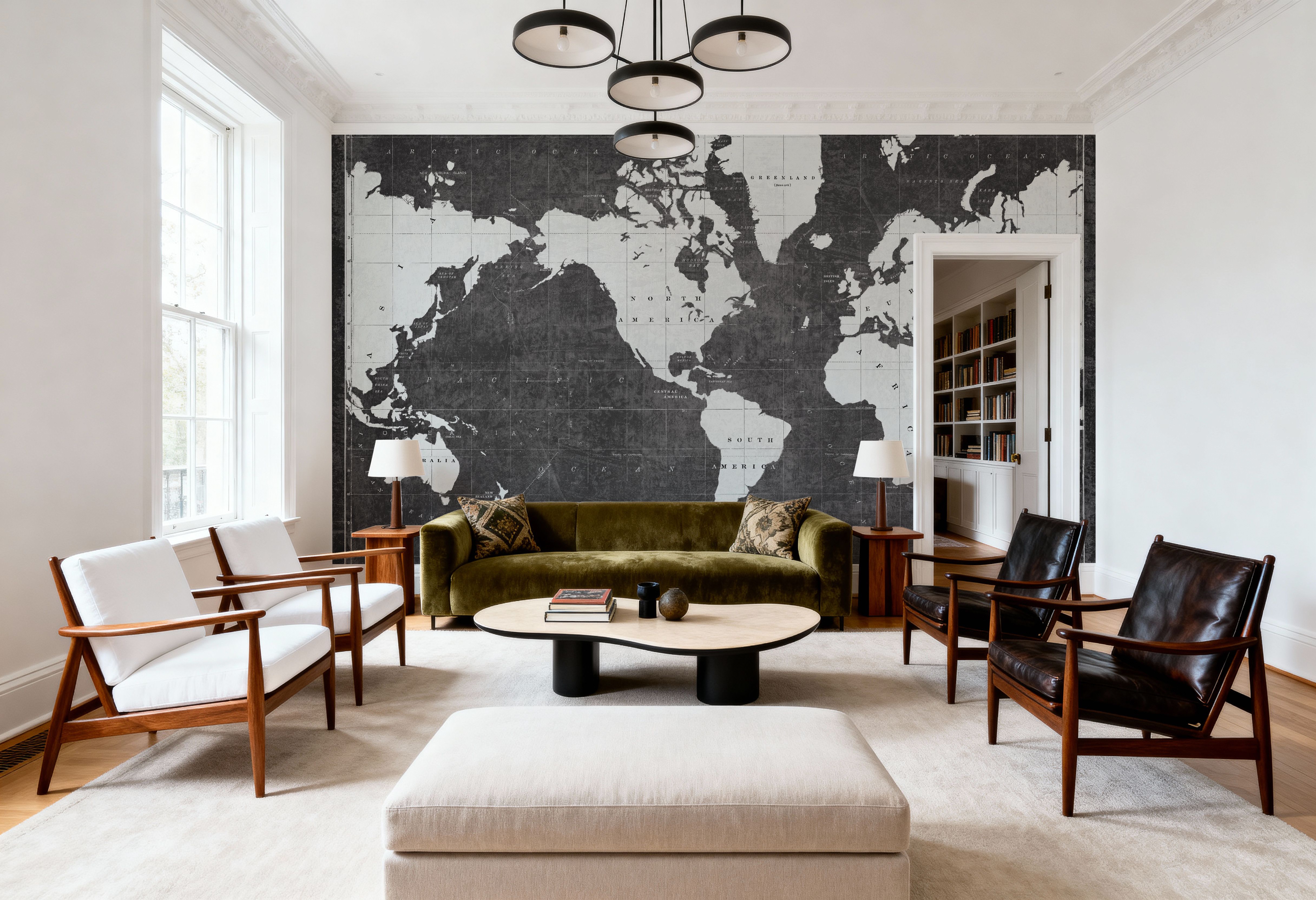 Blueprint World Map Gray, Carte da parati