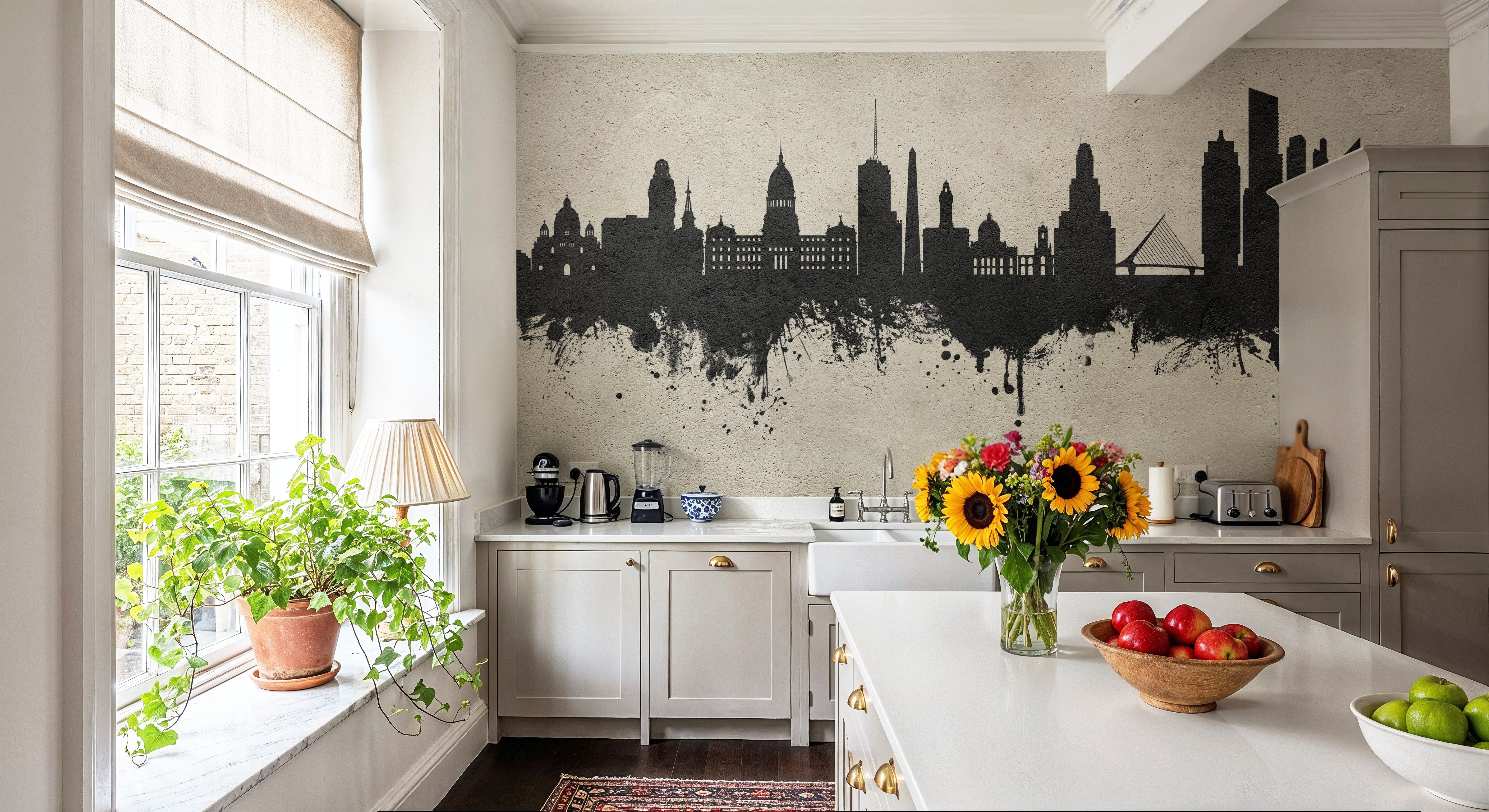 Buenos Aires Argentina Skyline Concrete, Behang