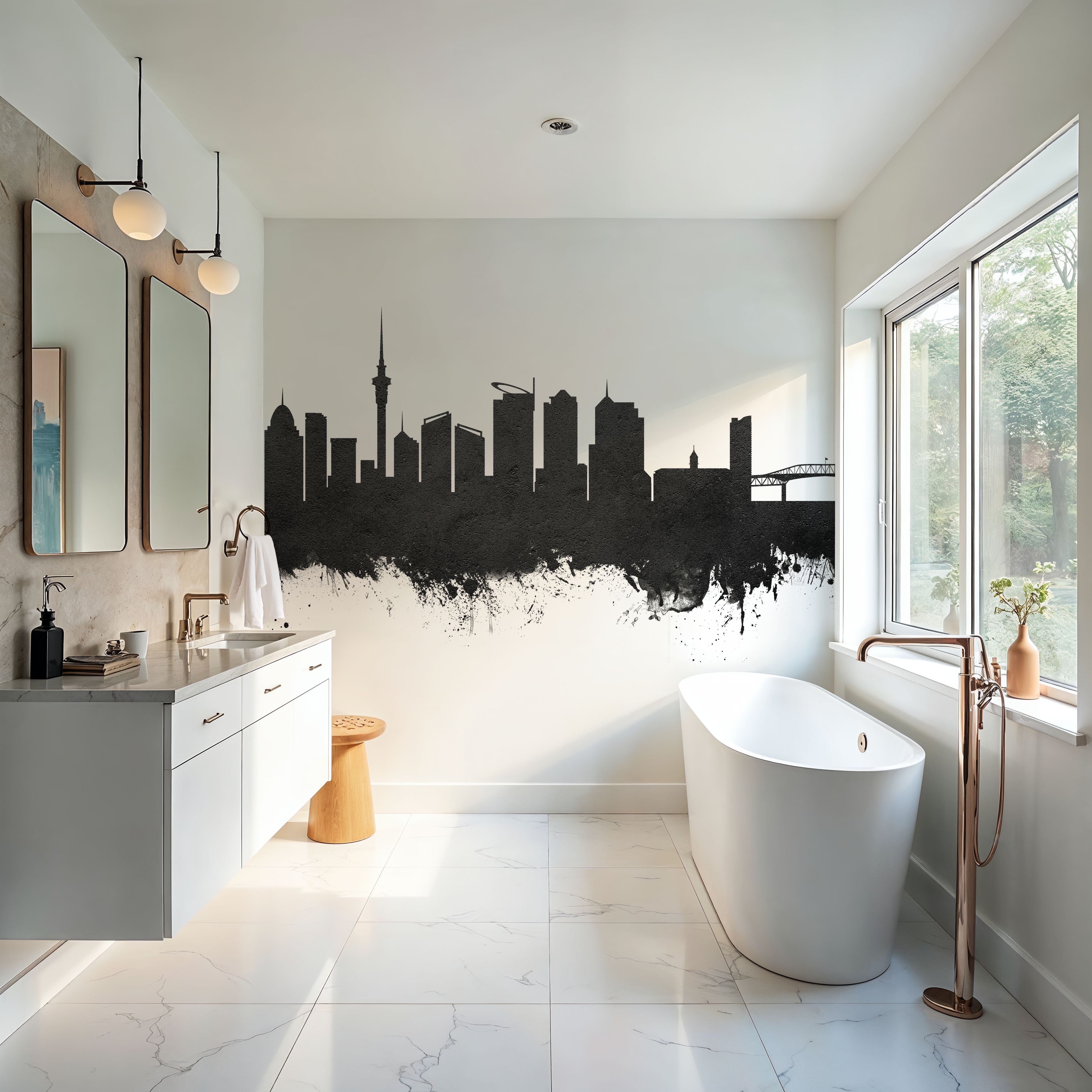 Auckland New Zeeland Skyline Black & White