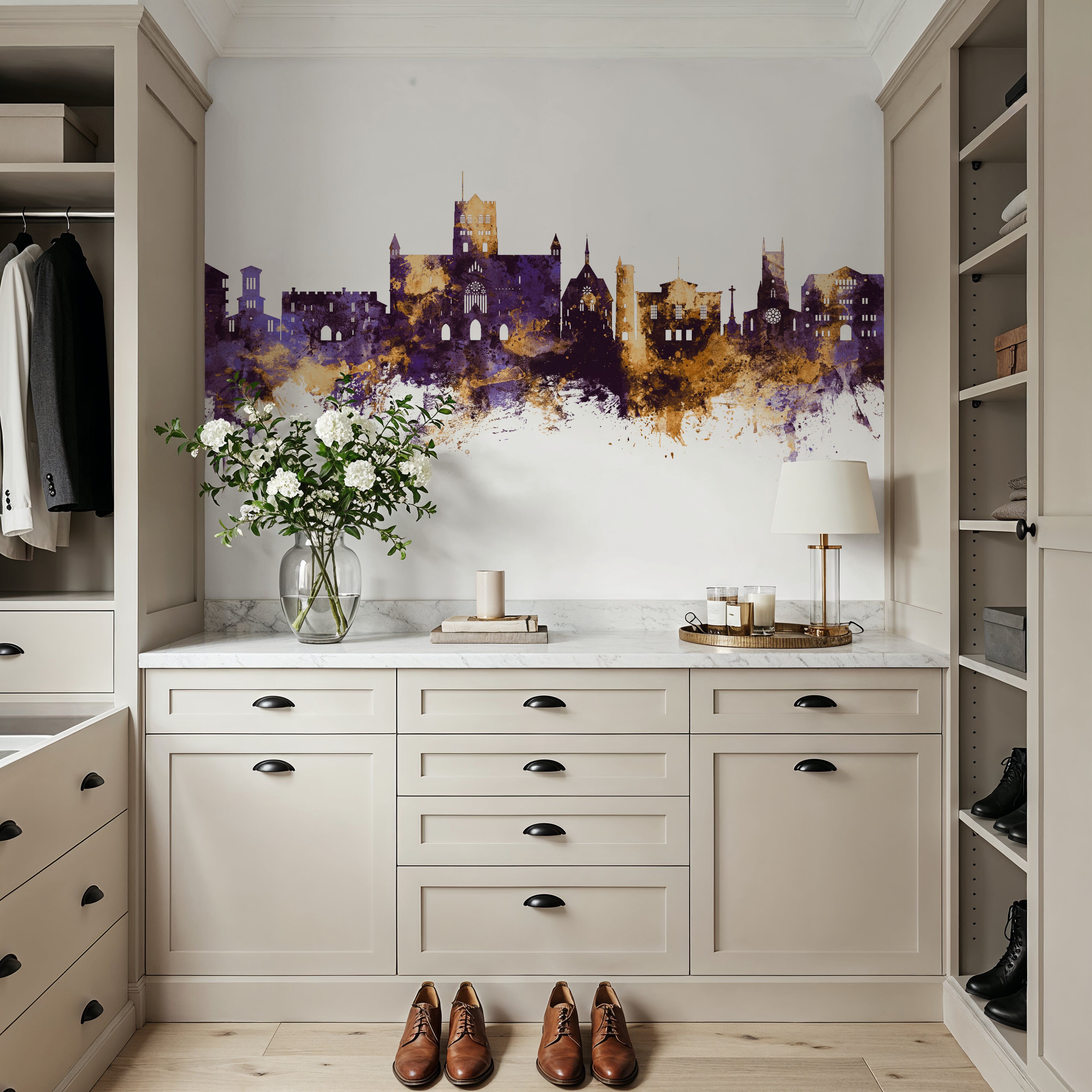 St Albans England Skyline Purple & Gold