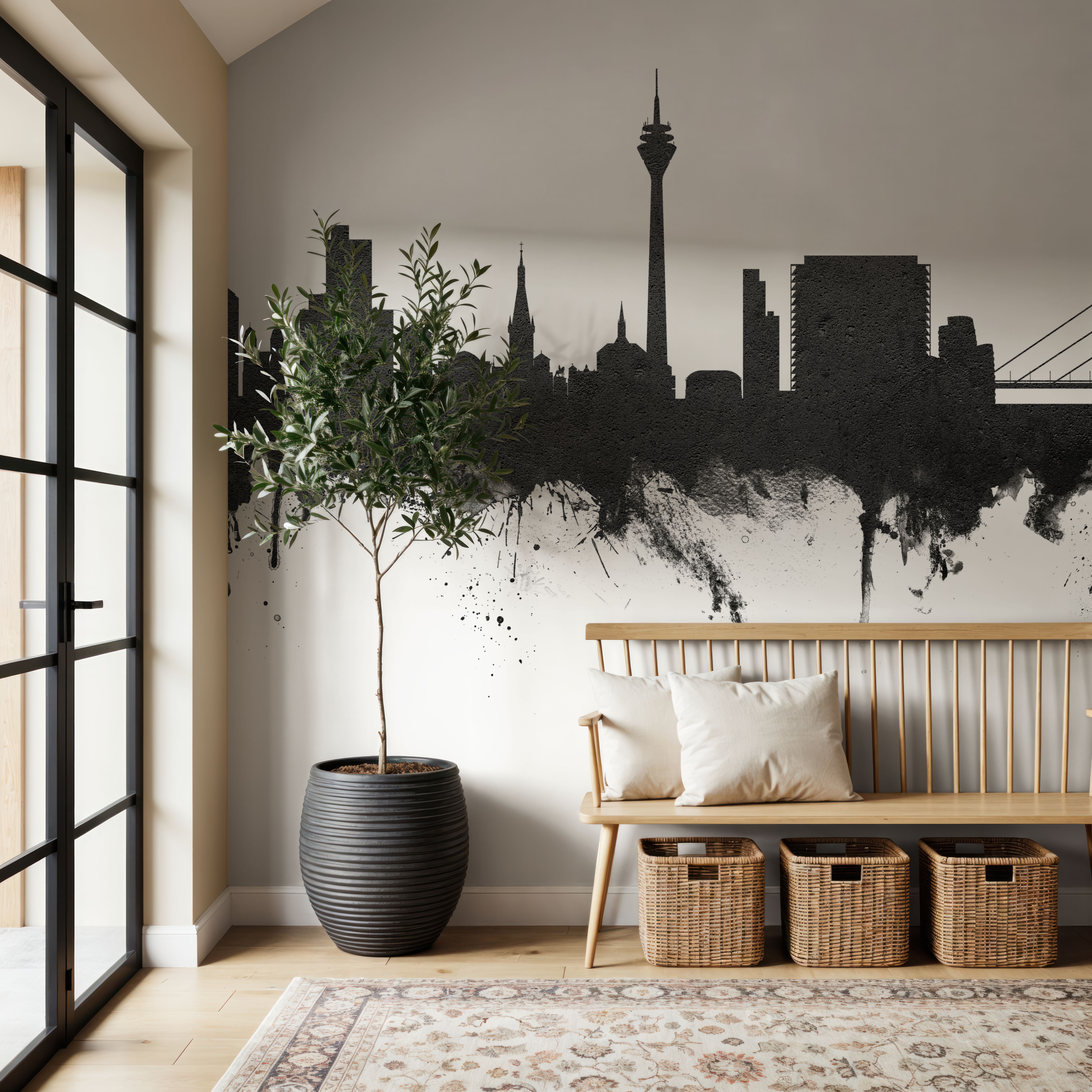 Düsseldorf Germany Skyline Black & White