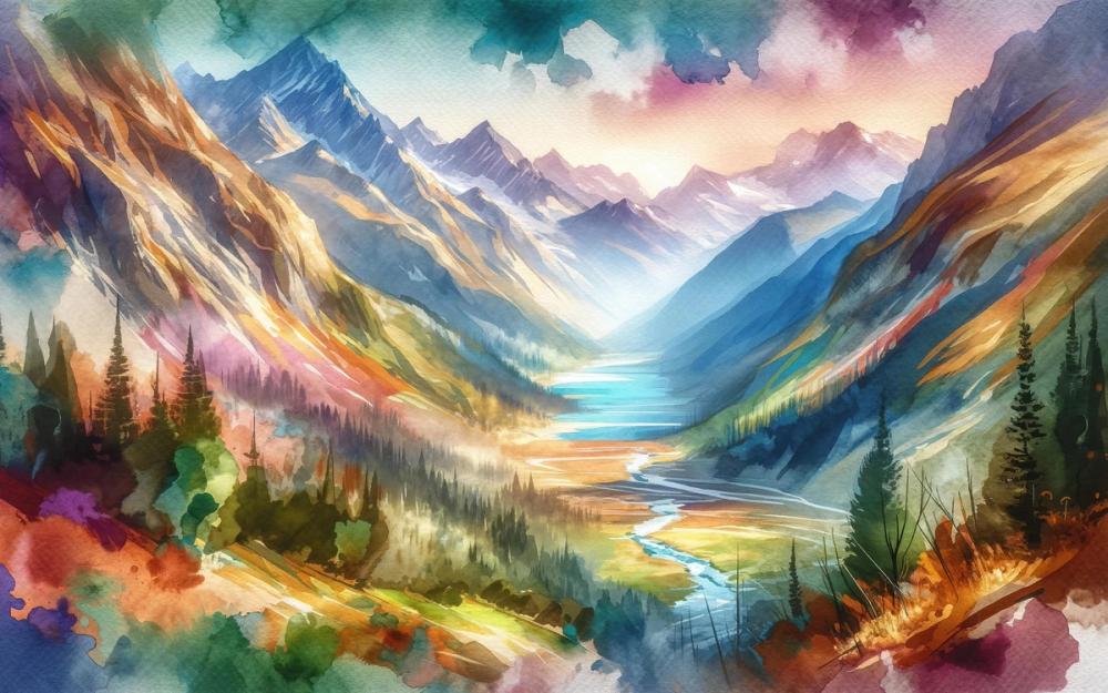 Colorful Mountain Valley Landscape