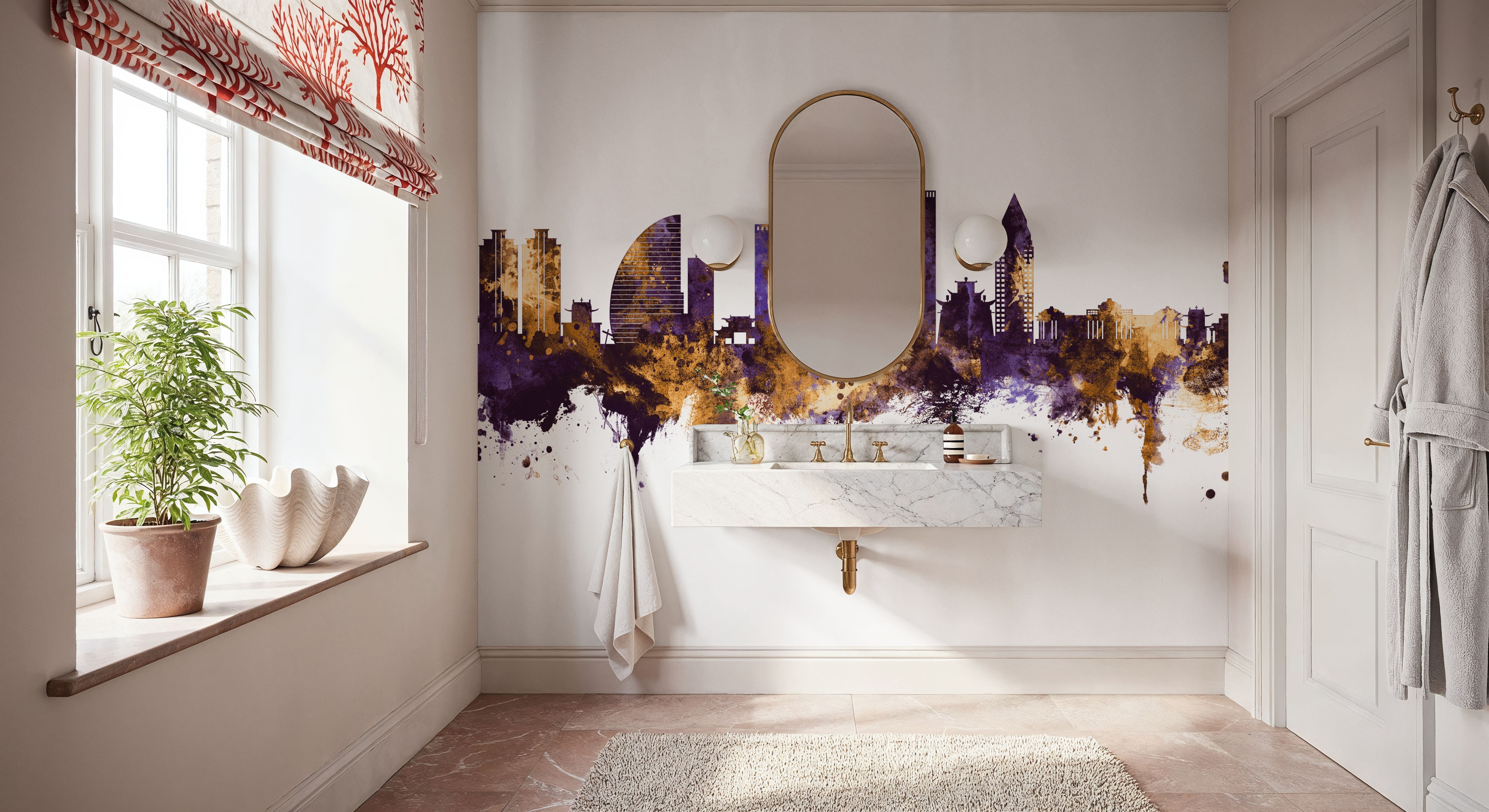 Ulaanbaatar Mongolia Skyline Purple & Gold