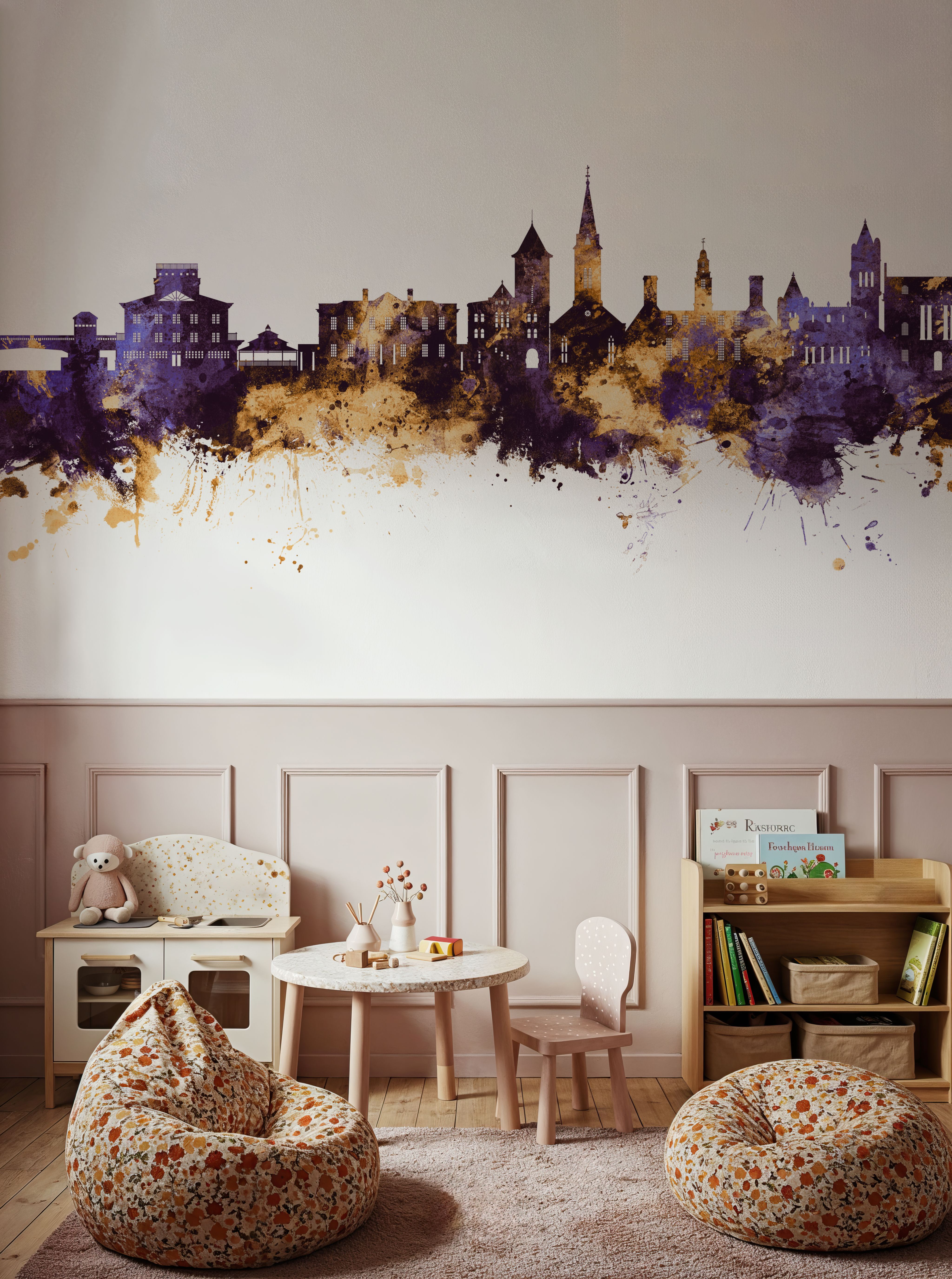 New Bern North Carolina Skyline Purple & Gold