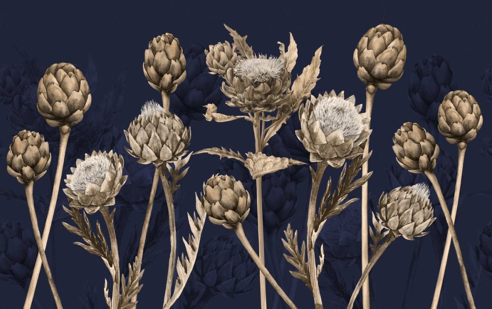 Artichoke Blooms, Navy Blue