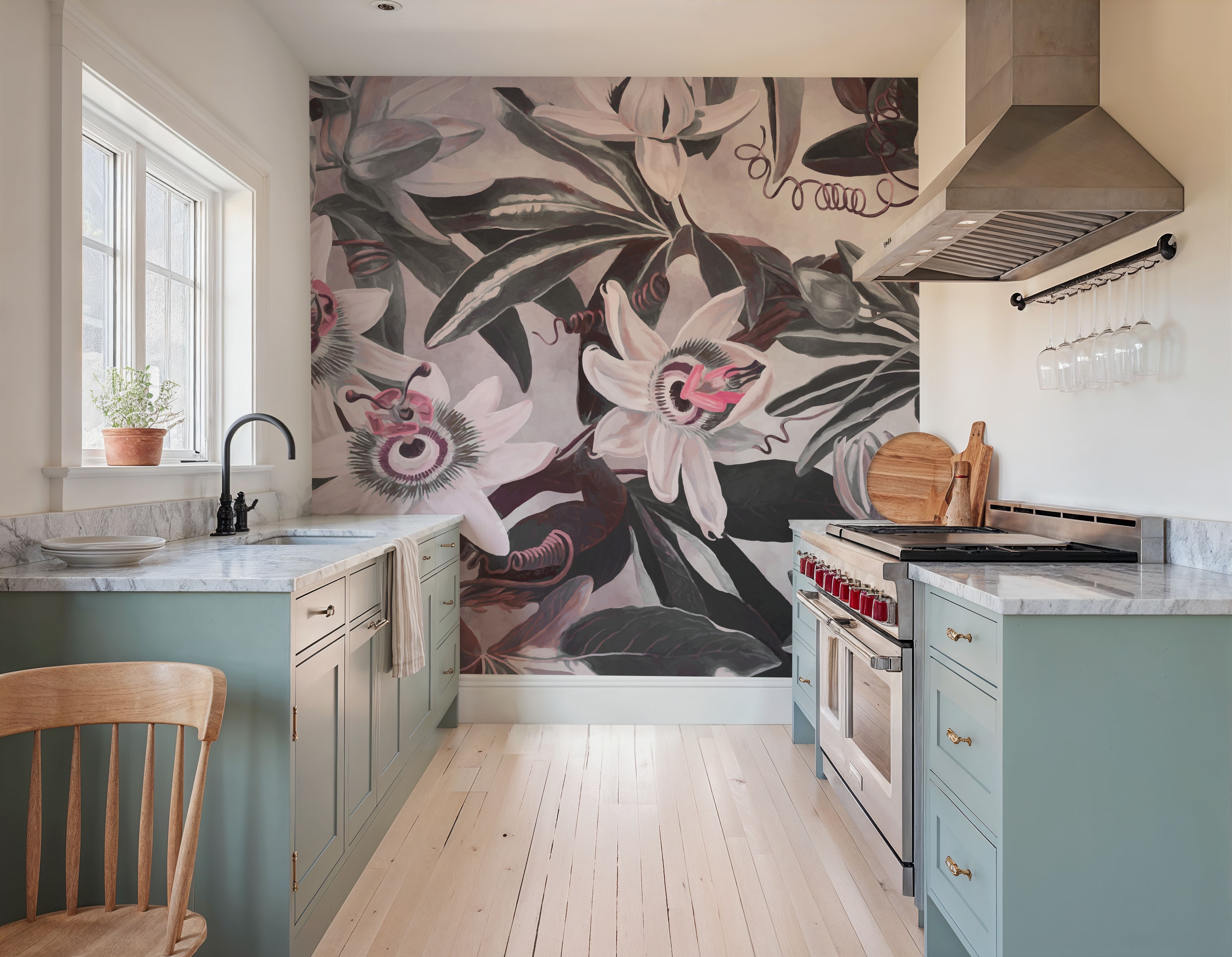 White Passiflora Light Red