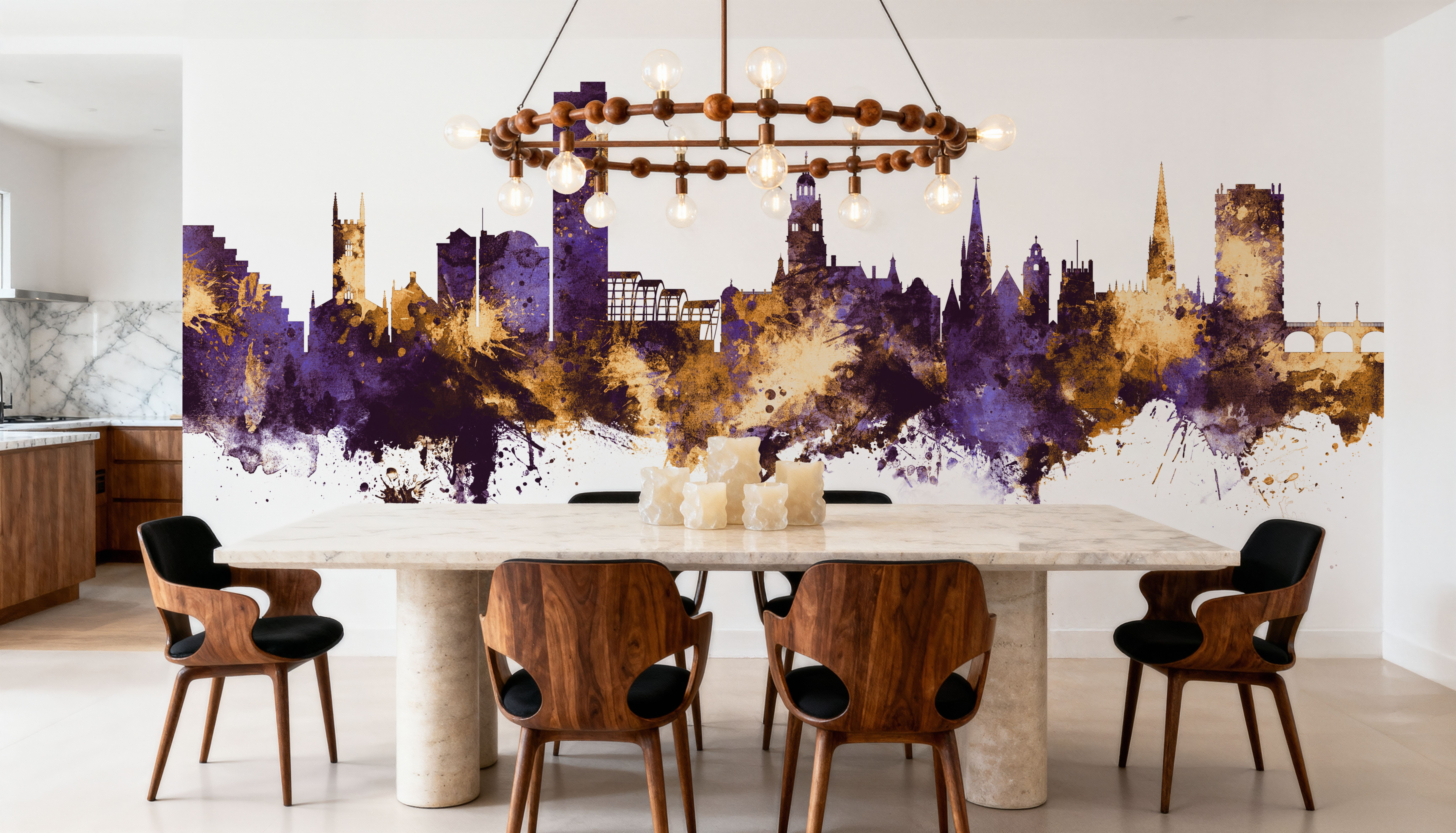 Sheffield England Skyline Purple & Gold