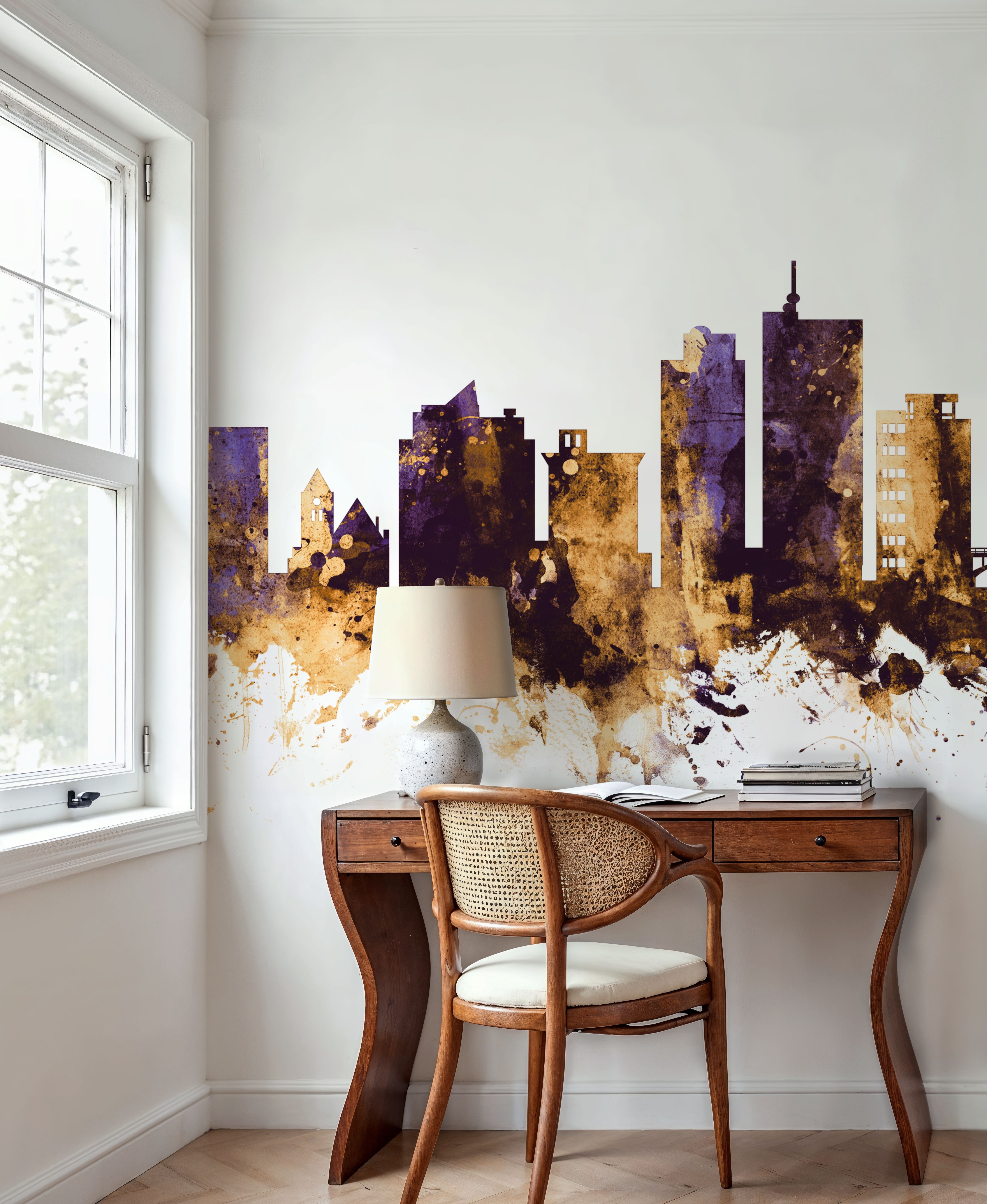 Cedar Rapids Iowa Skyline Purple & Gold