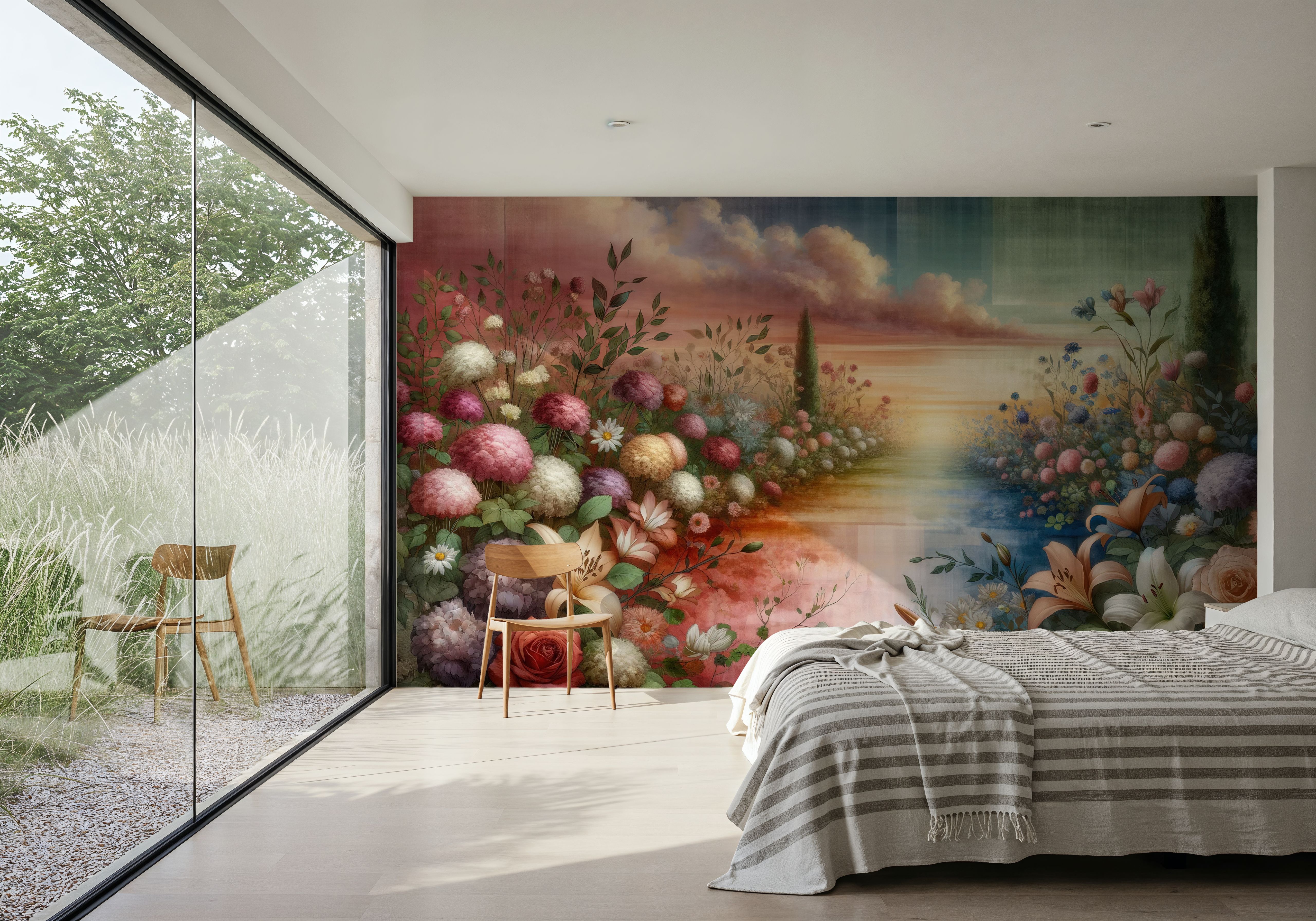 Watercolor Floral Path, Tapeten