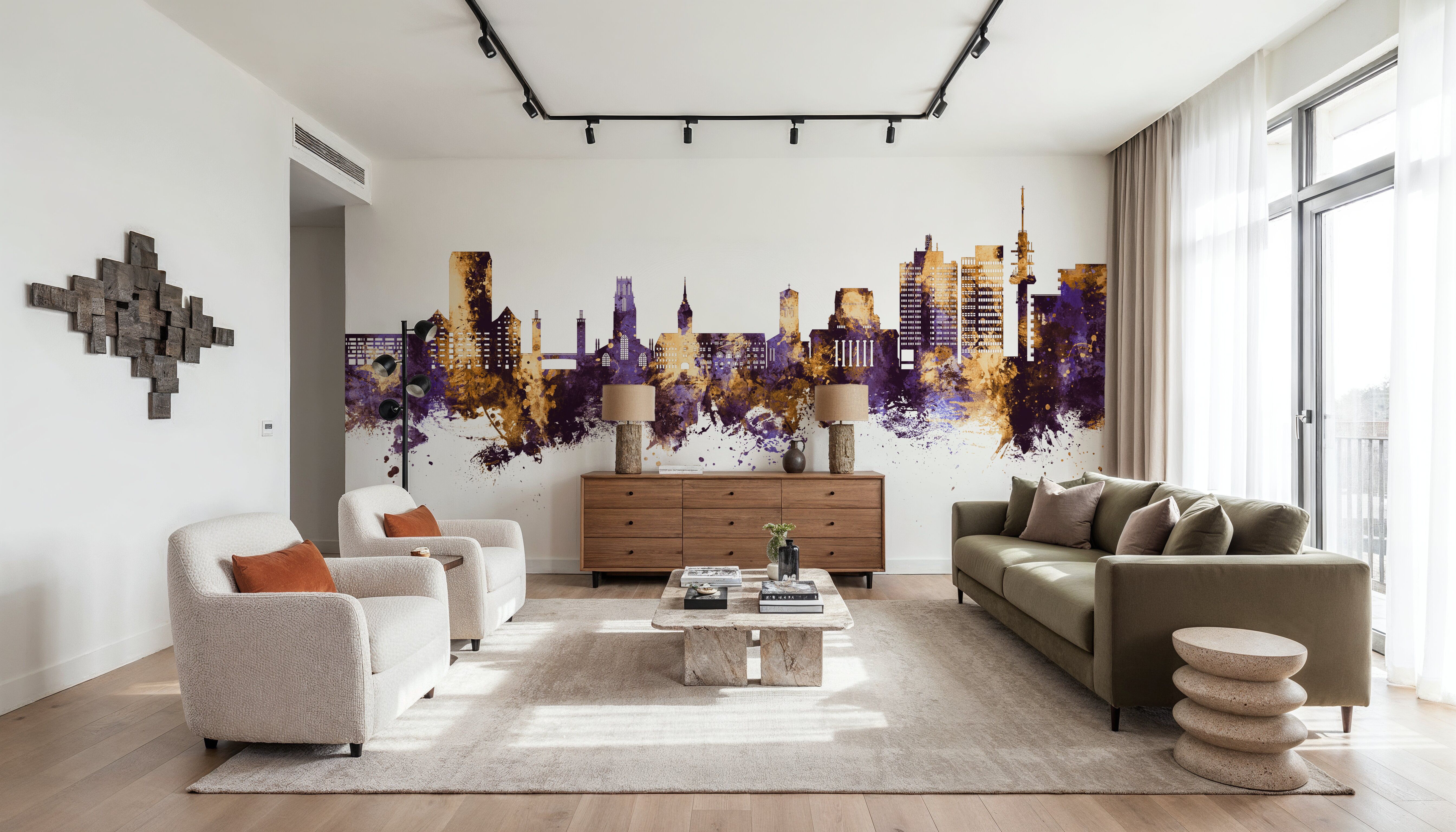 Duisburg Germany Skyline Purple & Gold