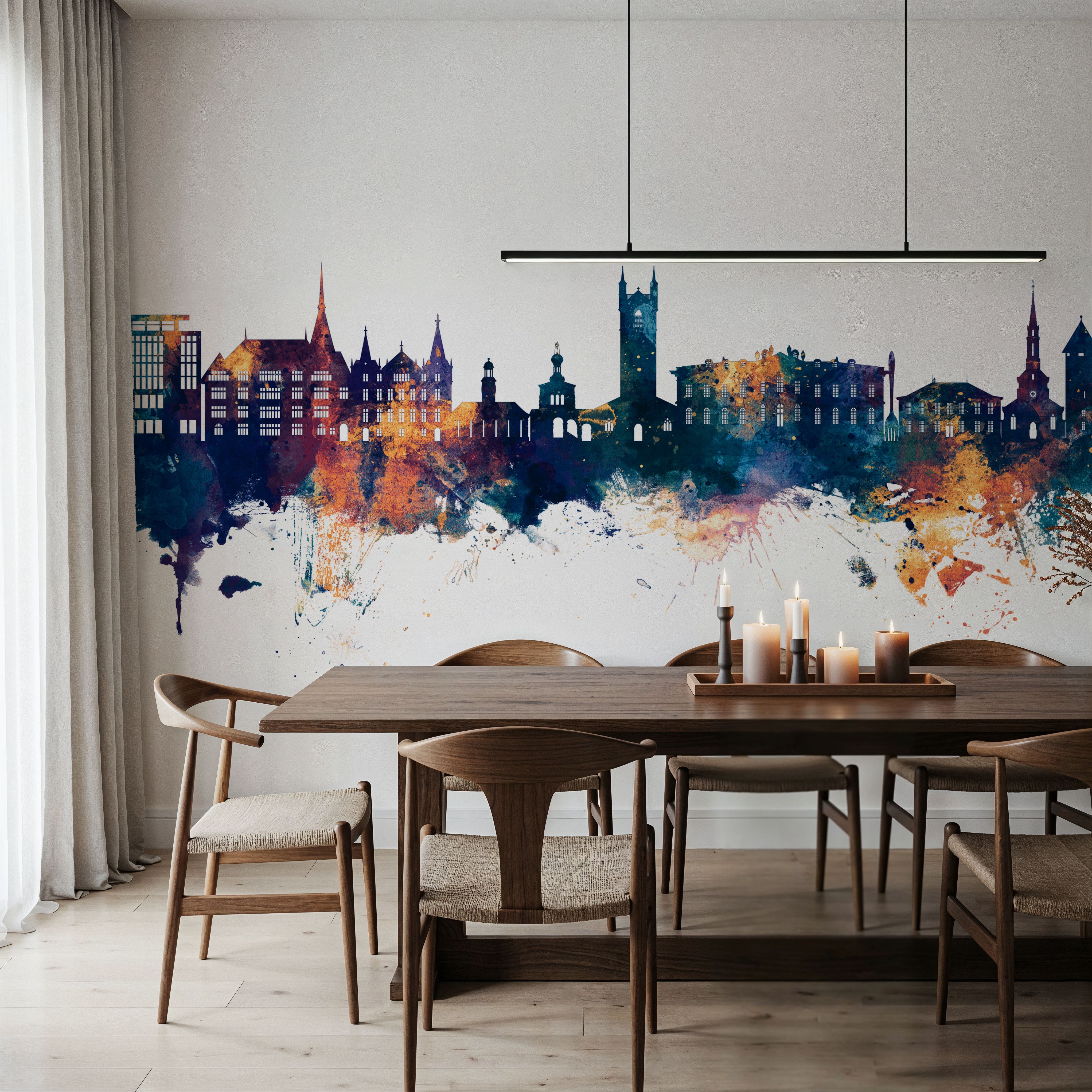 Vevey Switzerland Skyline Blue & Bronze