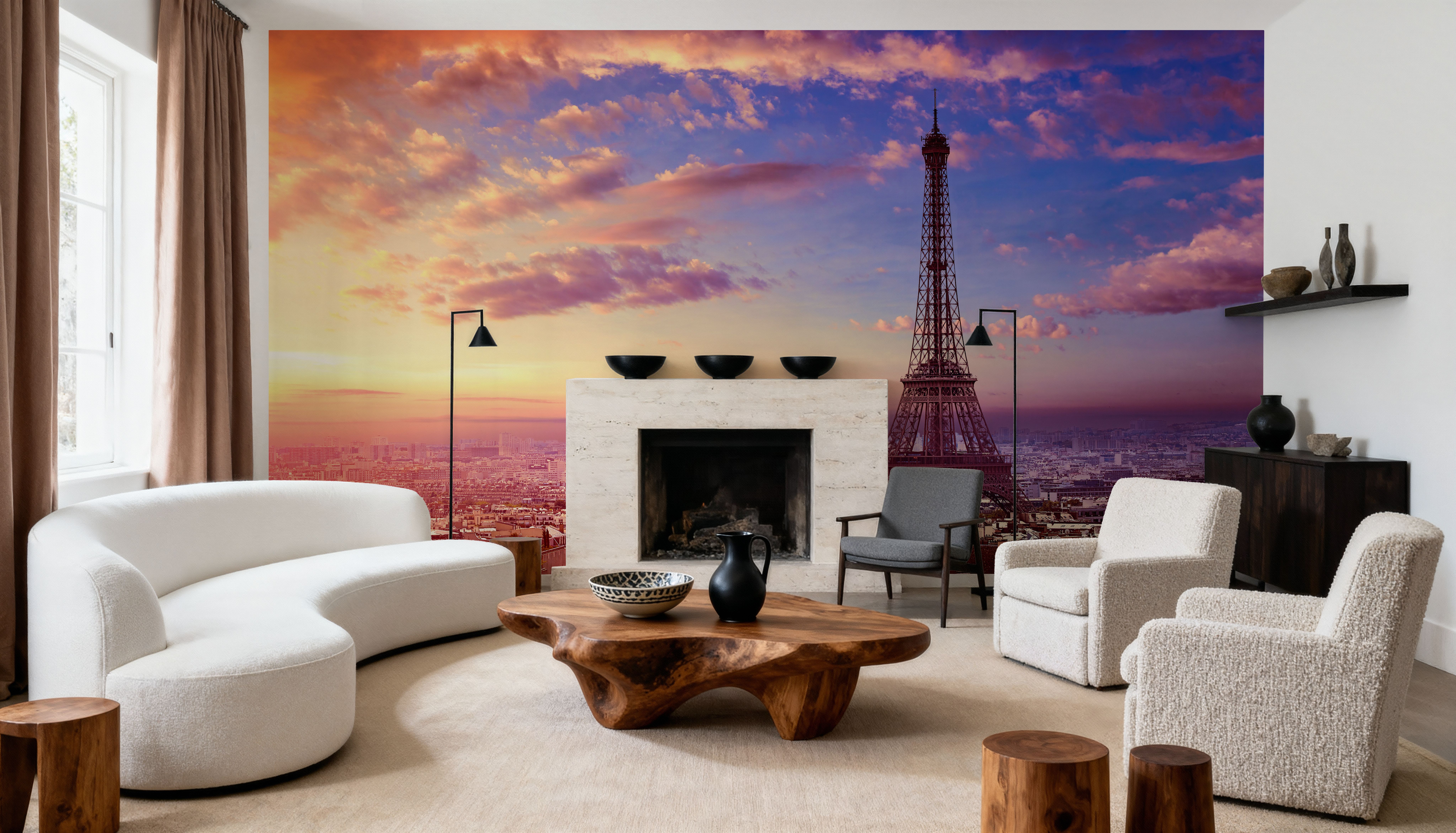 Eiffel Tower Pink Sky