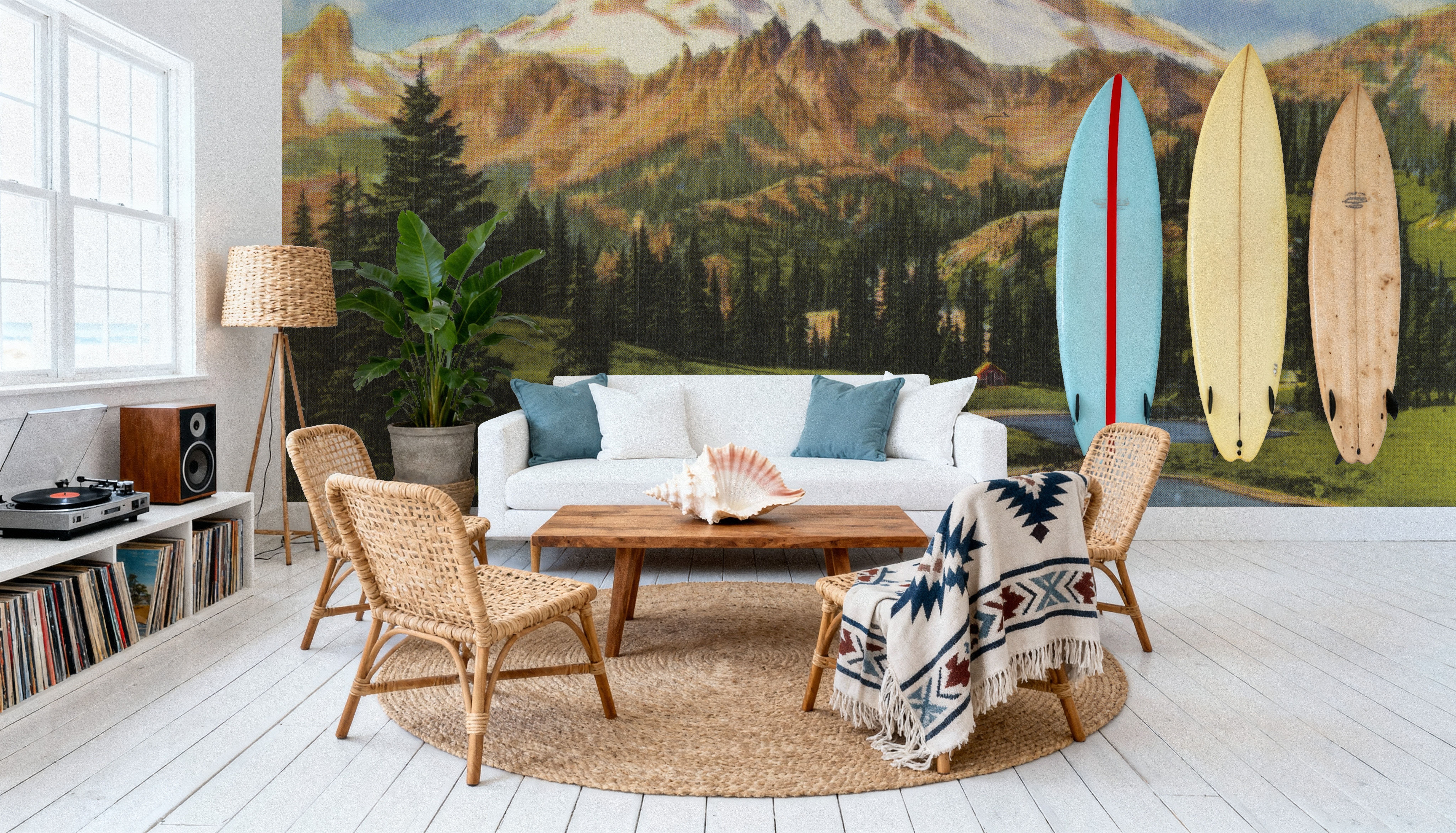 Greetings from Mount Rainier - Screenprint Postcard, Wallpaper